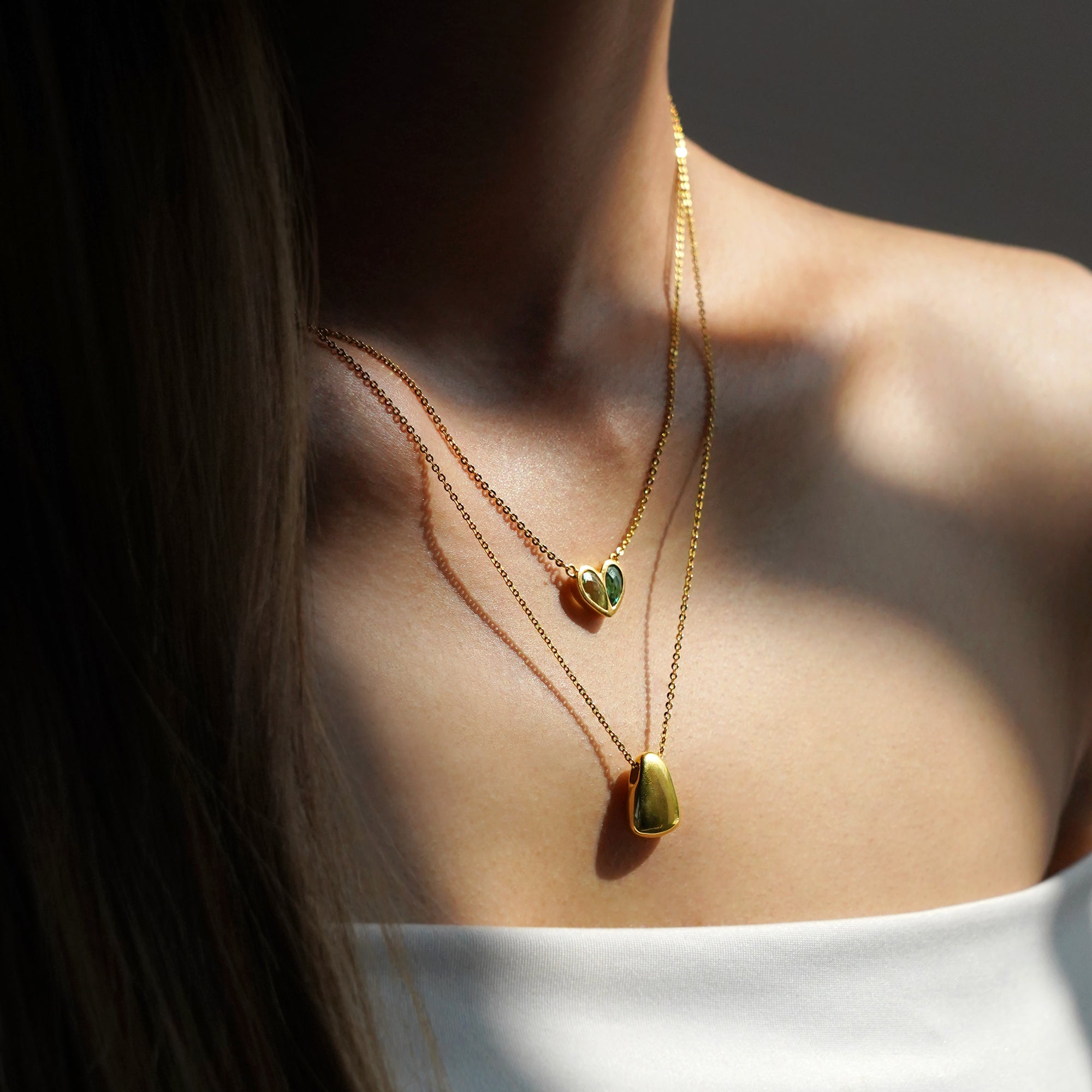 Ibu Two Pears Into Heart Green Quartz Necklace | BITS OF BALI JEWELRY