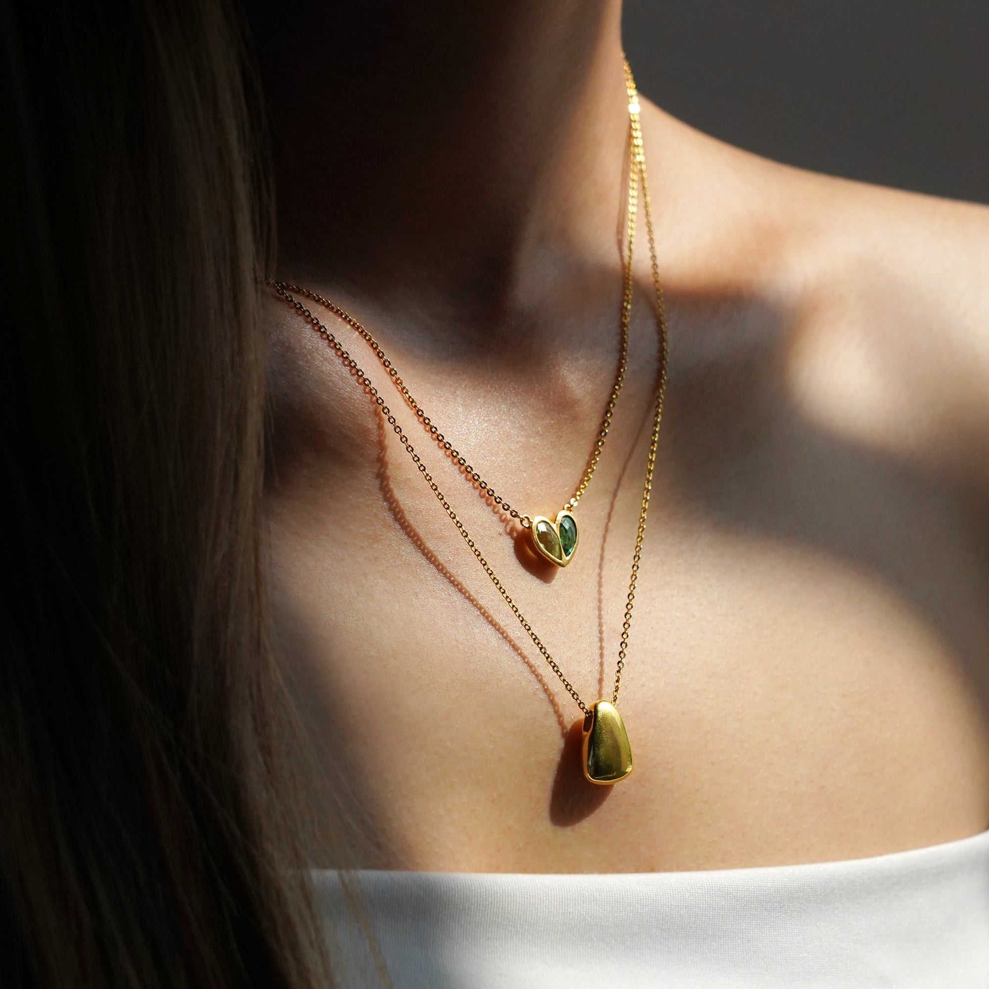 Ibu Two Pears Into Heart Green Quartz Necklace | BITS OF BALI JEWELRY