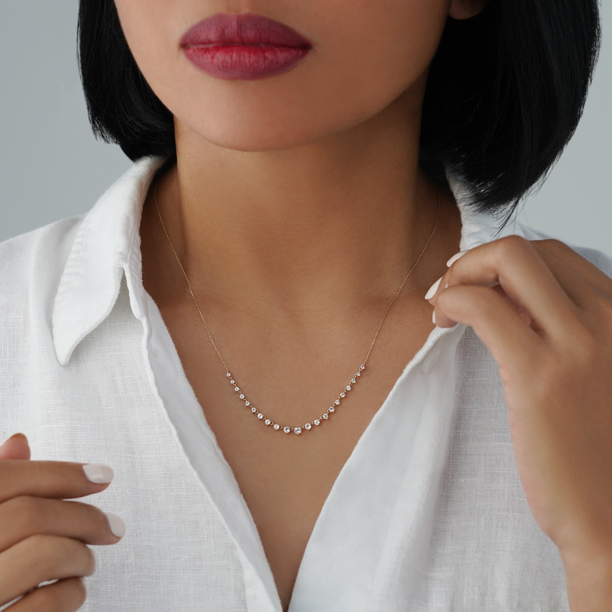 White Topaz Necklace - Solid 14K Yellow Gold | BITS OF BALI JEWELRY