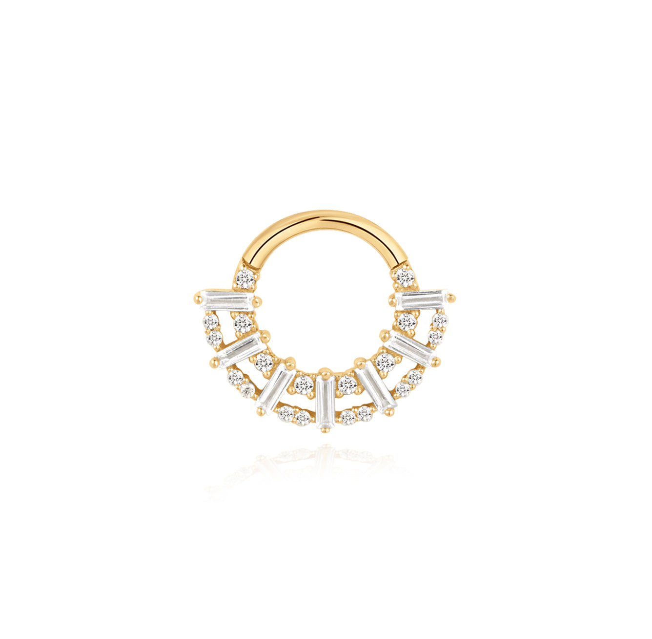 White Sapphire Luxe Clicker Earrings - Solid 14K Yellow Gold | BITS OF BALI JEWELRY