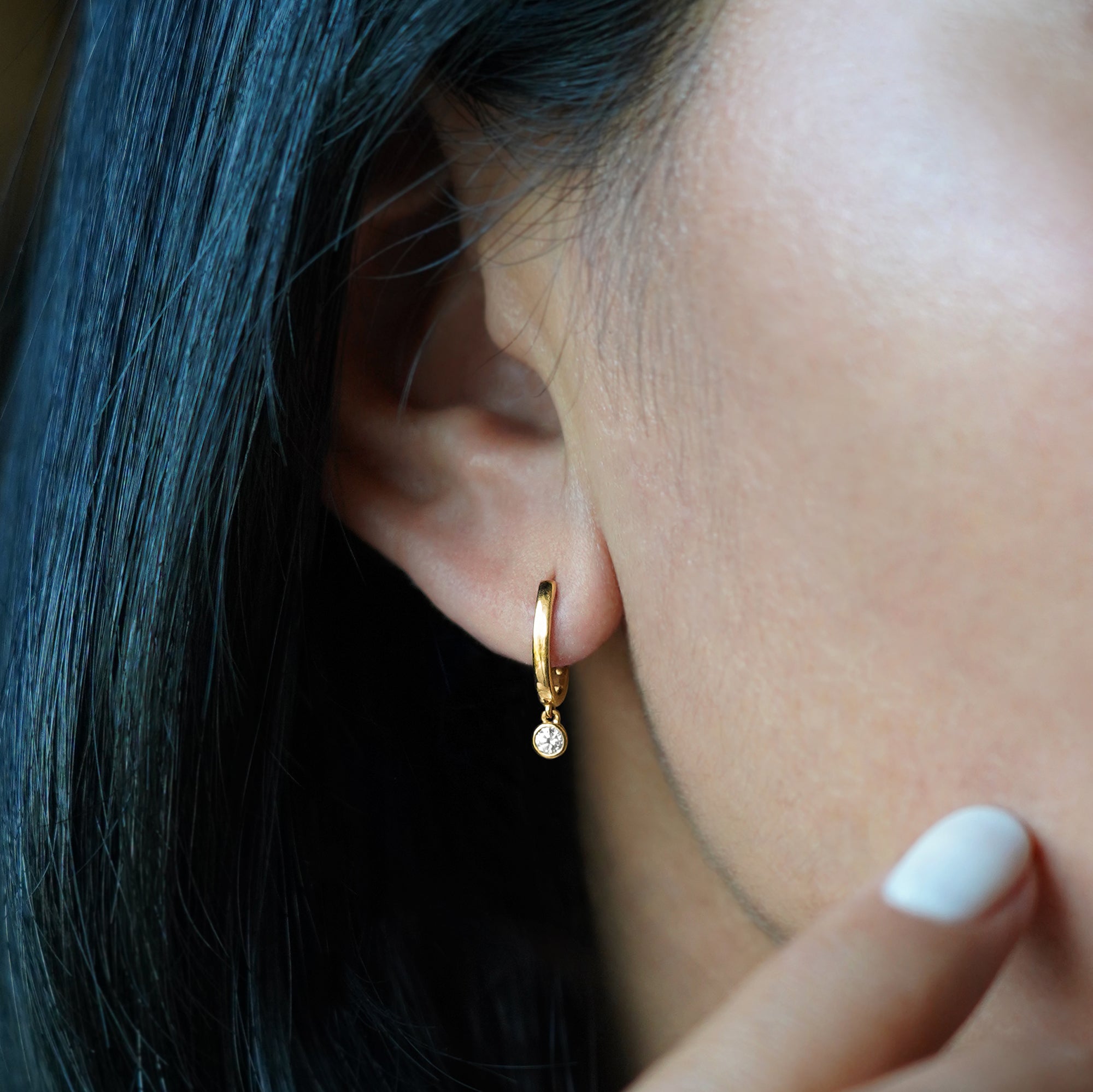 Versatile Diamond Charm Earrings - Solid 18K Yellow Gold | BITS OF BALI JEWELRY
