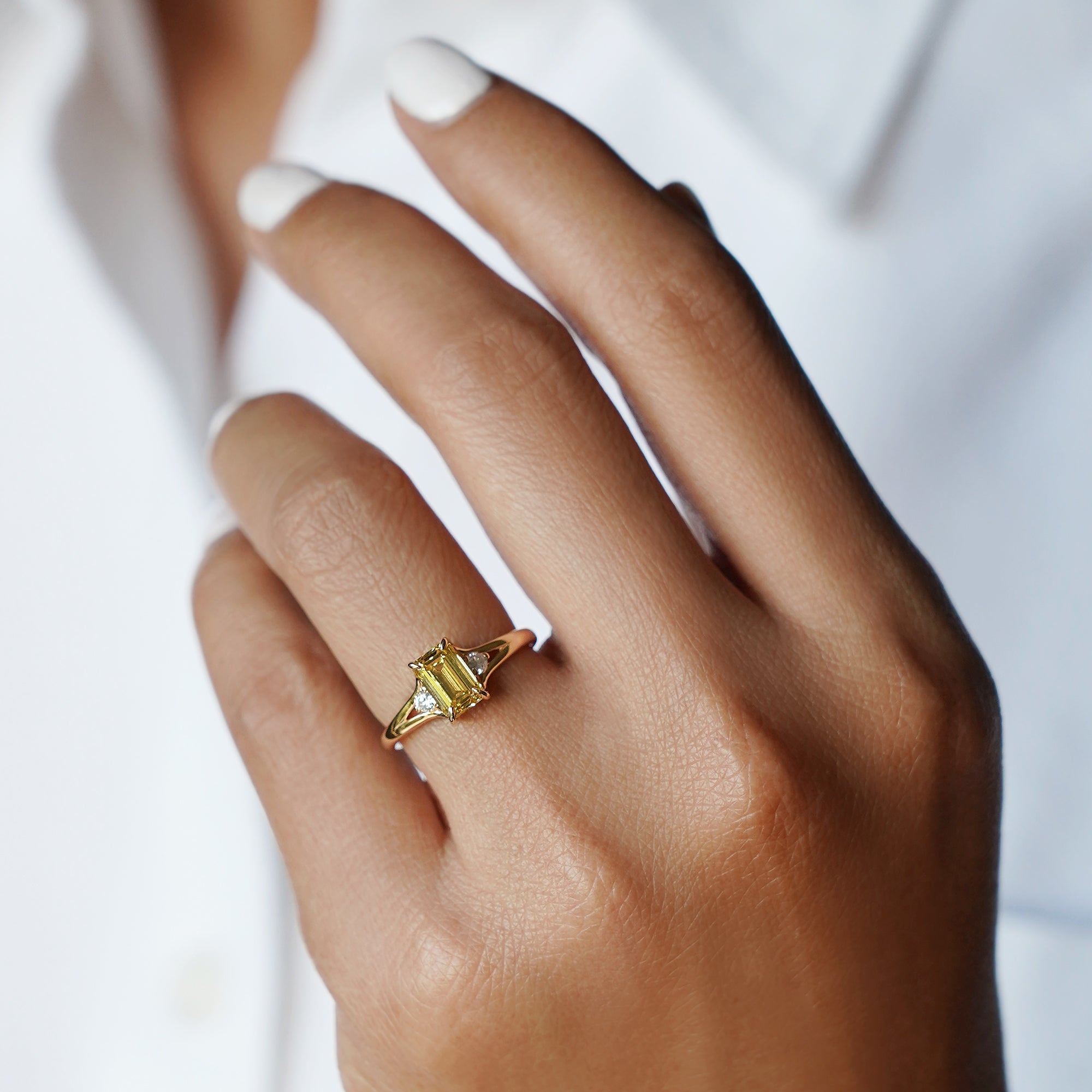 1.13 Carat Emerald Yellow Lab-grown Diamonds - Solid 14K Yellow Gold