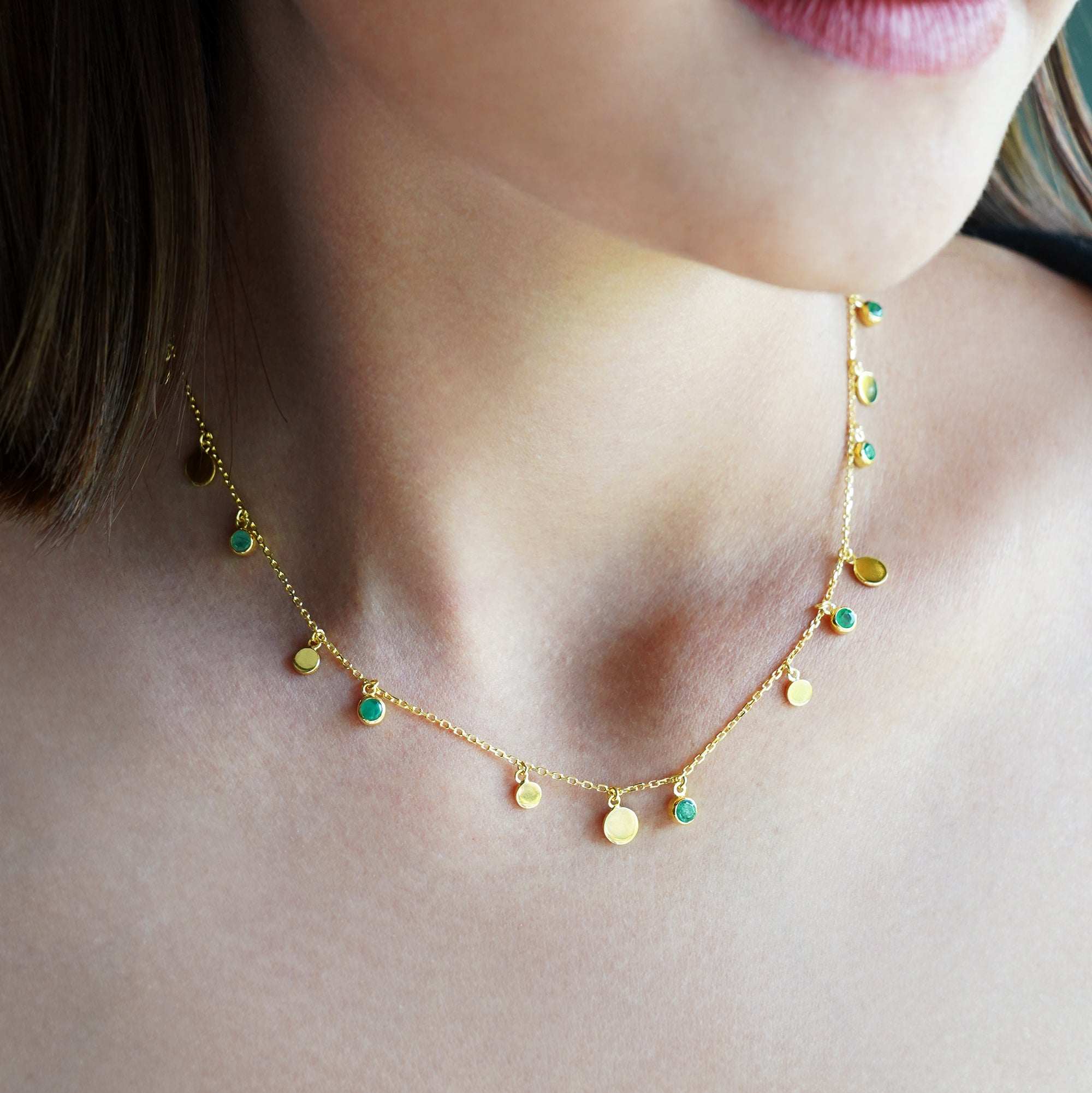 Ibu Zambian Emerald Disc Necklace | BITS OF BALI JEWELRY