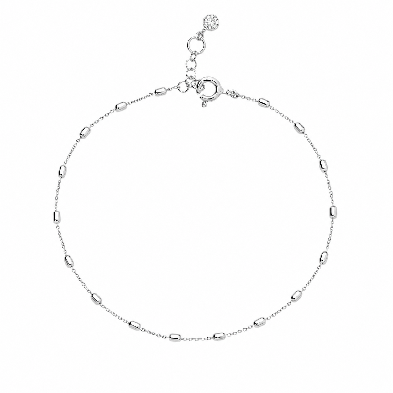 Distance Ball Chain Anklet - Sterling Silver
