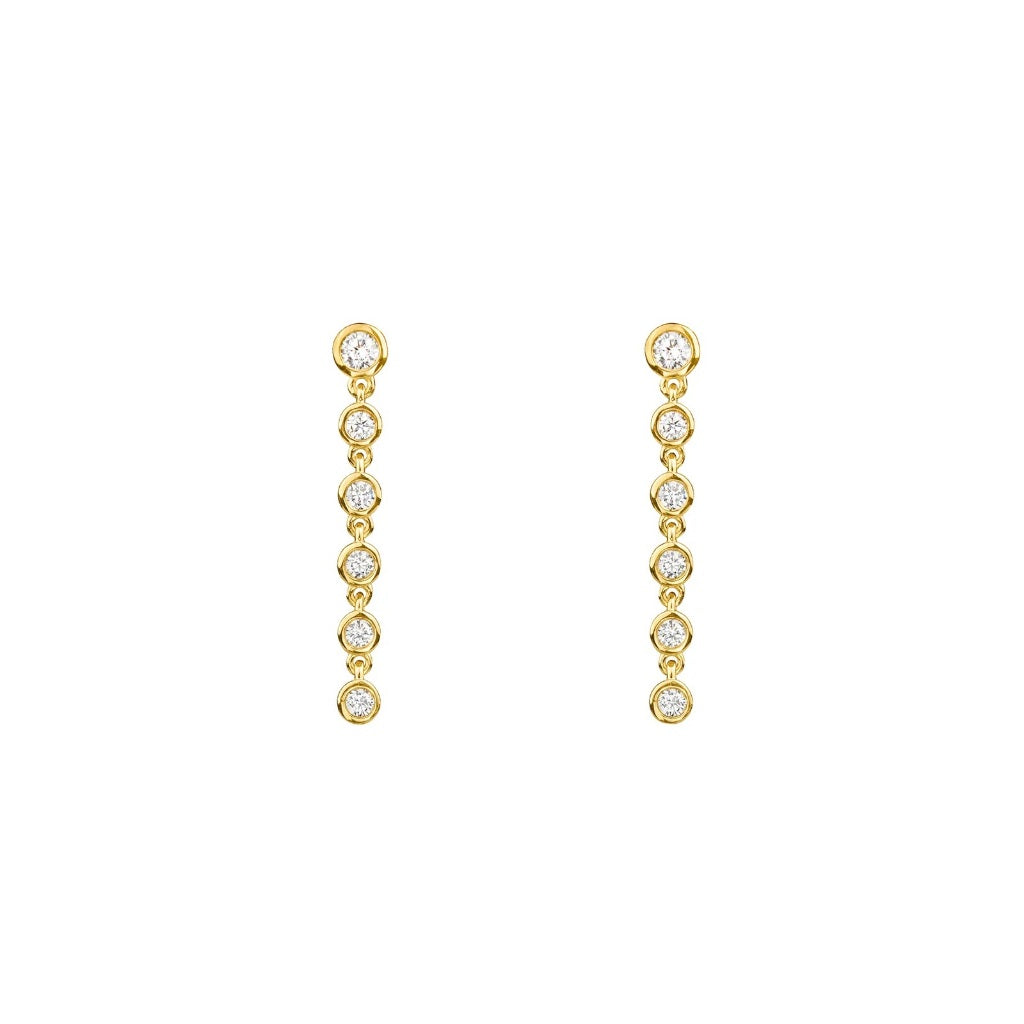 Ibu Shorter Bezel CZ Drop Earrings - Gold Vermeil
