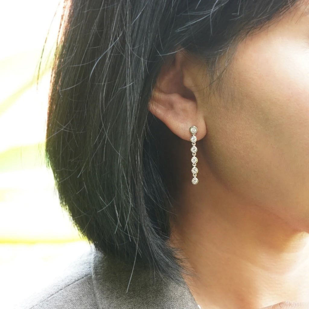 Ibu Shorter Bezel CZ Drop Earrings - Gold Vermeil