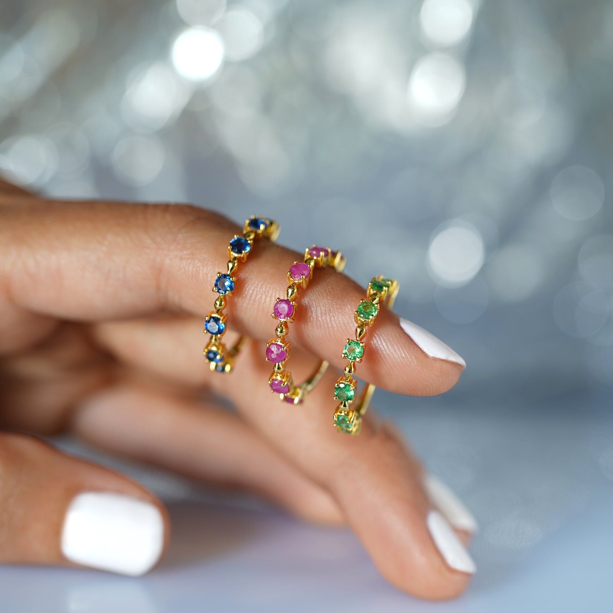 Tsavorite Distance Ring - Solid 18K Yellow Gold