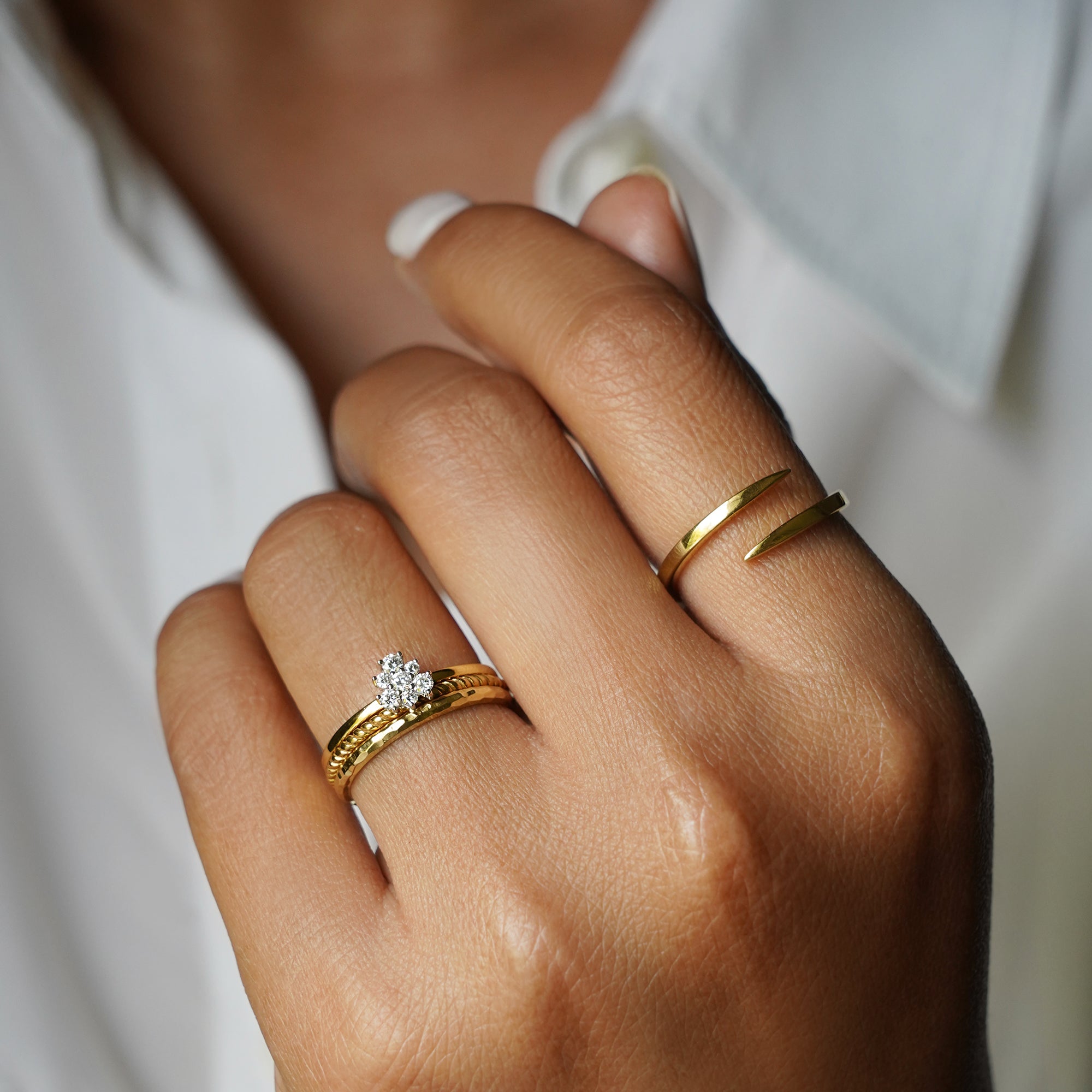 Single Diamond Ring 11 - Solid 18K Yellow Gold | BITS OF BALI JEWELRY