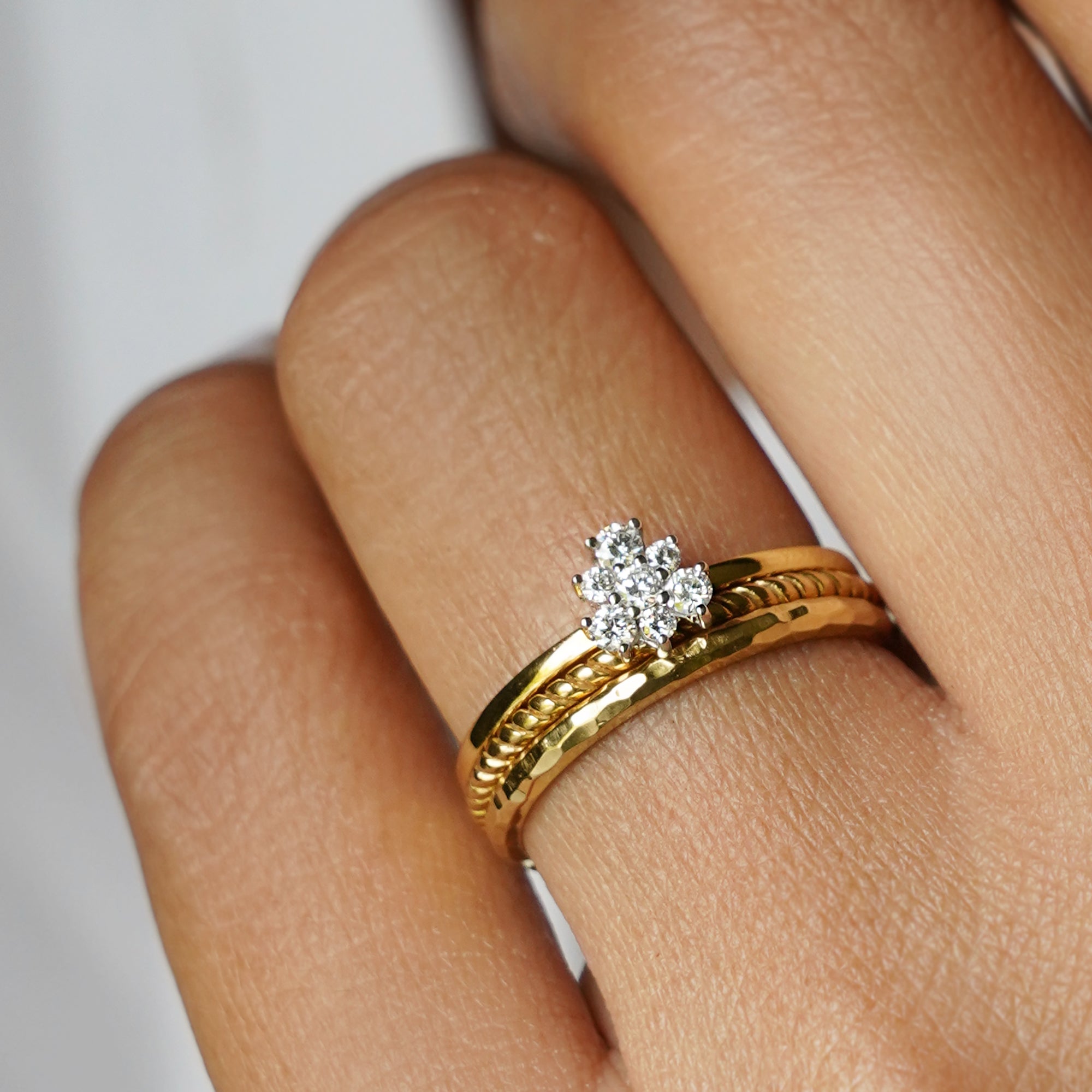 Single Diamond Ring 11 - Solid 18K Yellow Gold | BITS OF BALI JEWELRY