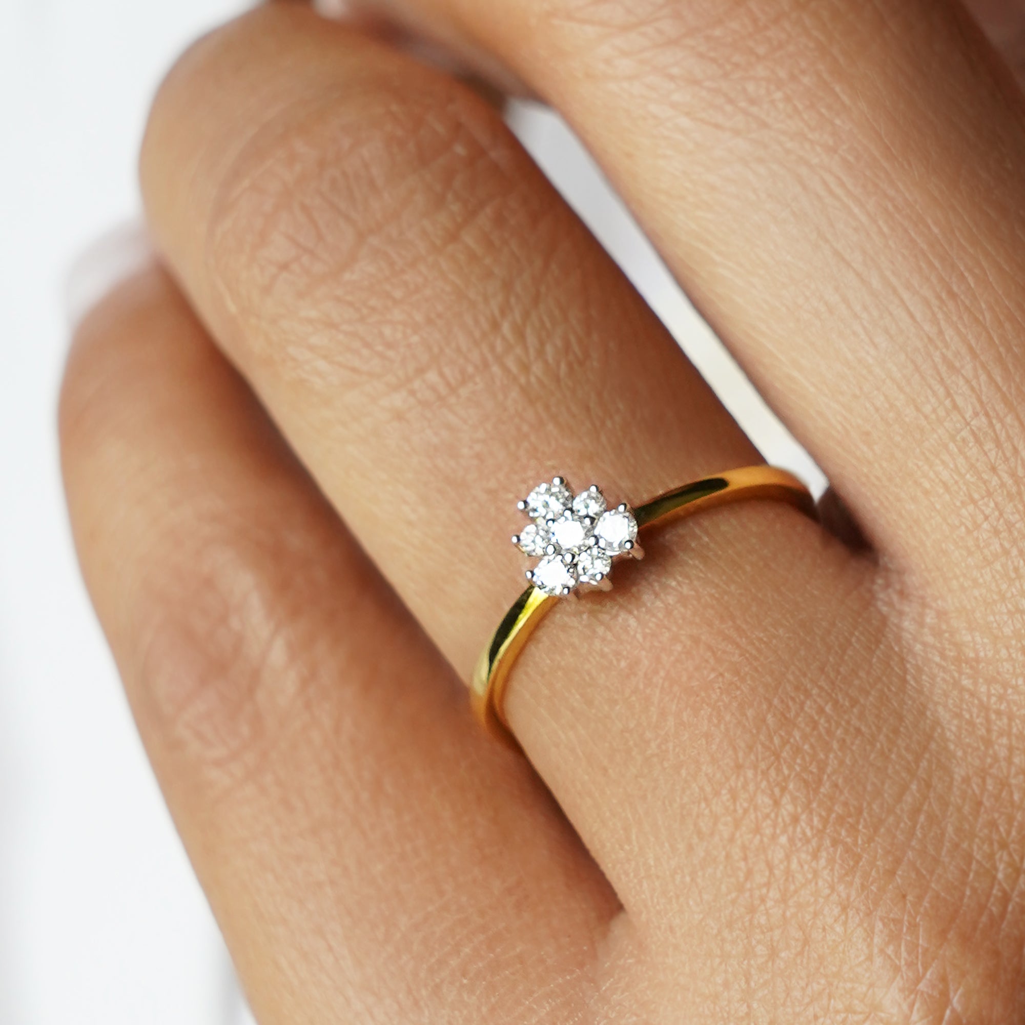 Single Diamond Ring 11 - Solid 18K Yellow Gold | BITS OF BALI JEWELRY