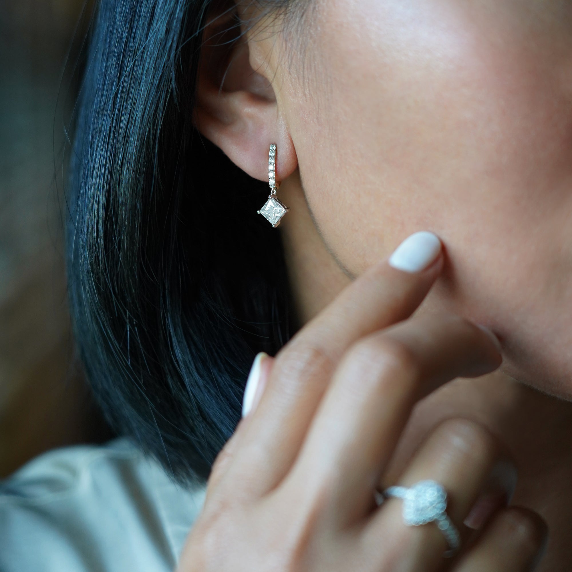 Moissanite Earrings 15 - Solid 18K Yellow Gold | BITS OF BALI JEWELRY