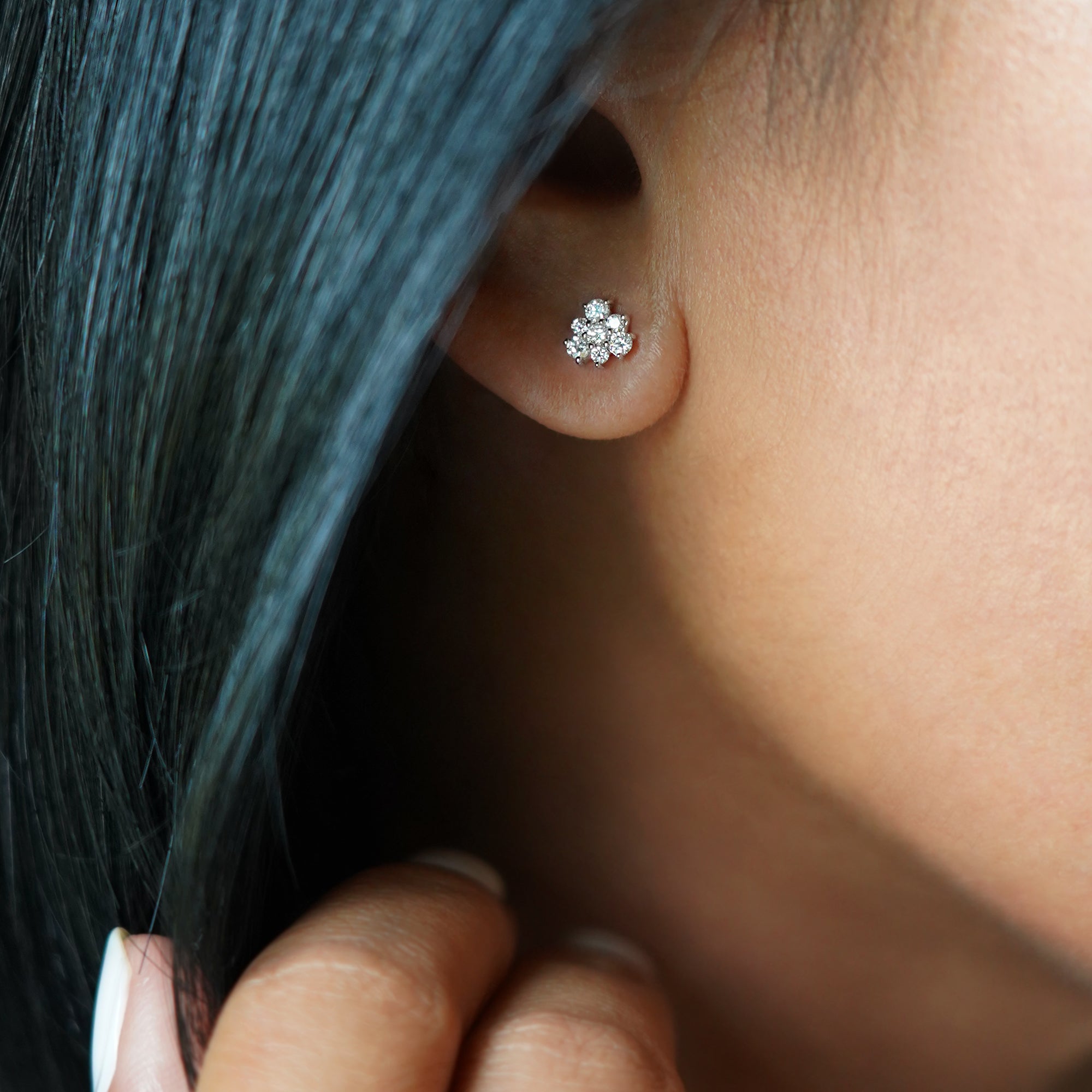 Seven Diamond Earrings 18 - Solid 18K White Gold | BITS OF BALI JEWELRY