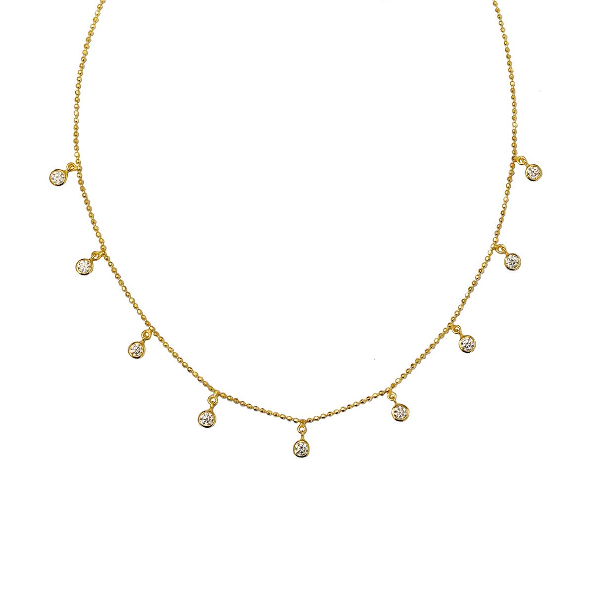 Dipta 9 Stone White Sapphire Necklace - Solid 18K Gold | BITS OF BALI JEWELRY