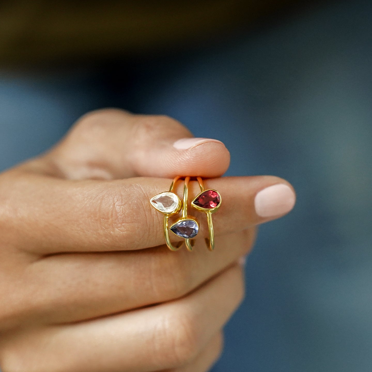 Dipta Garnet Tear Drop Ring | BITS OF BALI JEWELRY