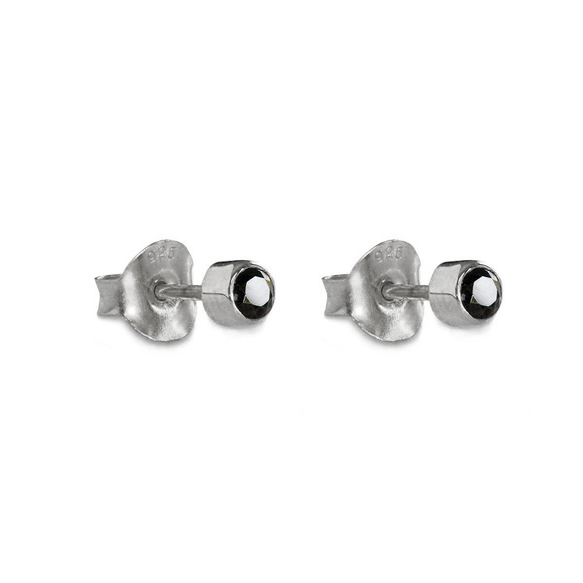 Tiny Single Bezel Earrings - Black Spinel | BITS OF BALI JEWELRY