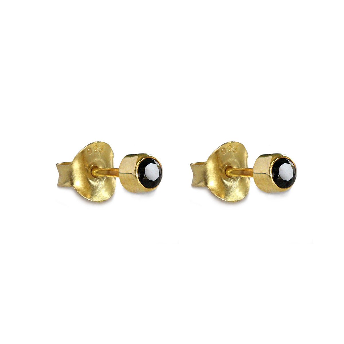 Tiny Single Bezel Earrings - Black Spinel | BITS OF BALI JEWELRY