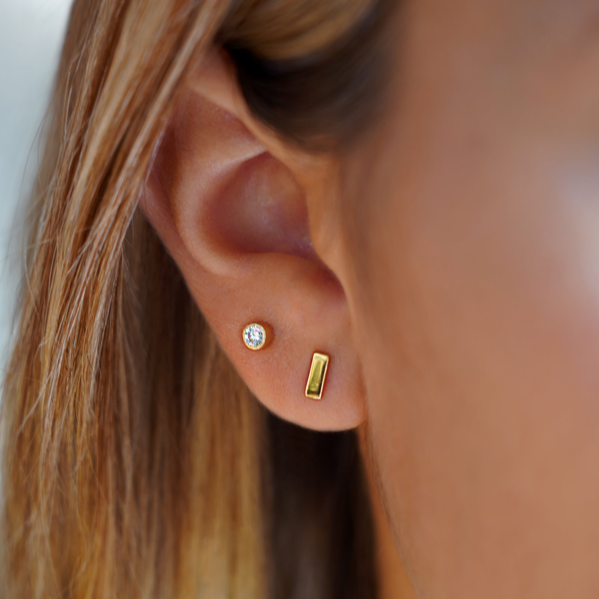 Tiny Single Bezel Earrings - White Cz | BITS OF BALI JEWELRY