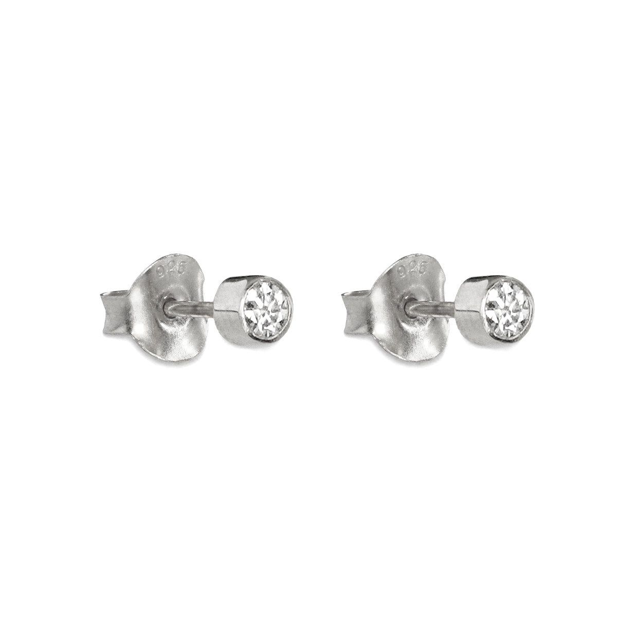 Tiny Single Bezel Earrings - White Cz | BITS OF BALI JEWELRY