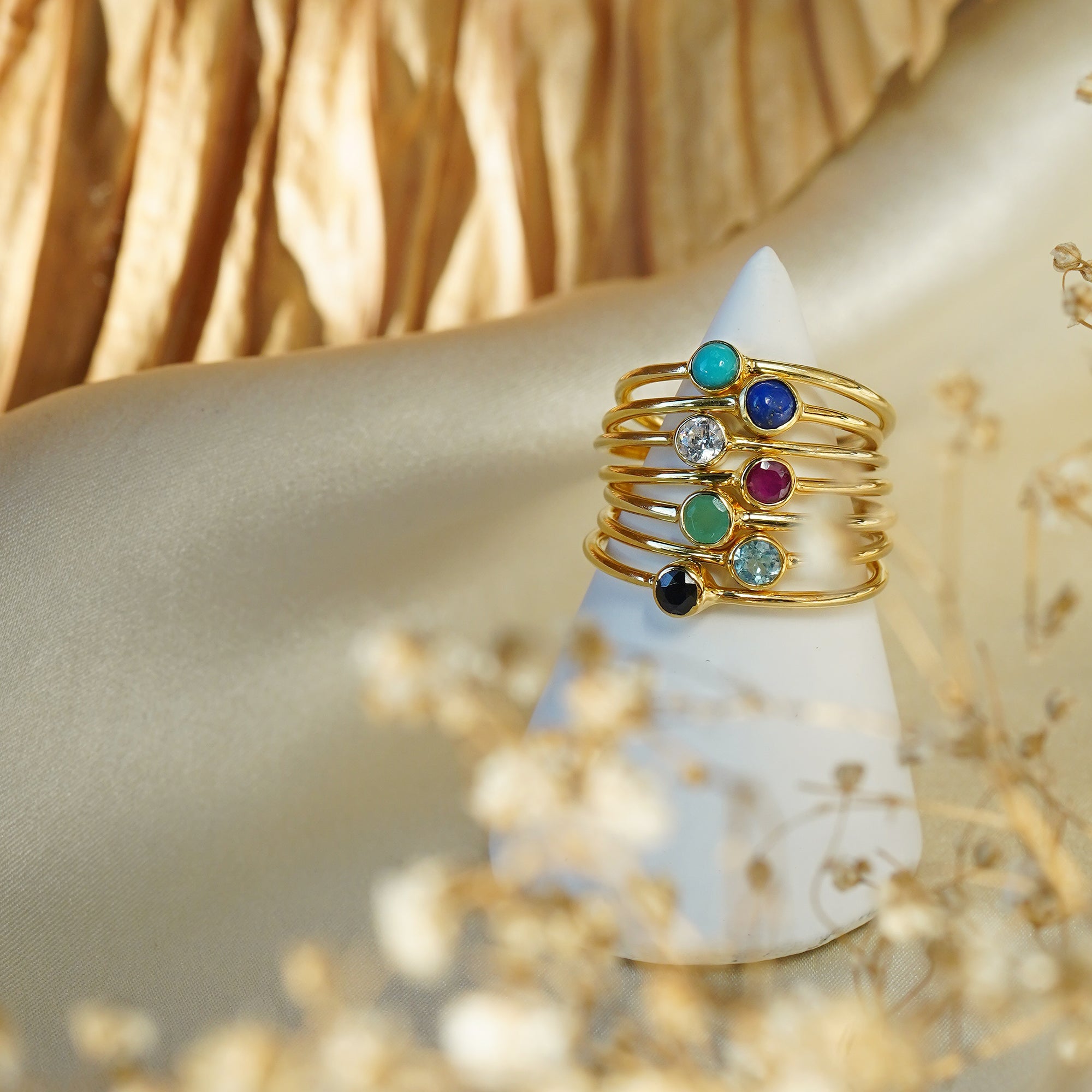 Dipta Tiny Single Bubble Ring - Emerald | BITS OF BALI JEWELRY
