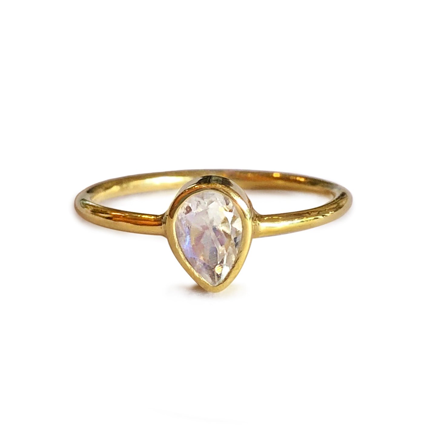 Dipta White Topaz Tear Drop Ring | BITS OF BALI JEWELRY