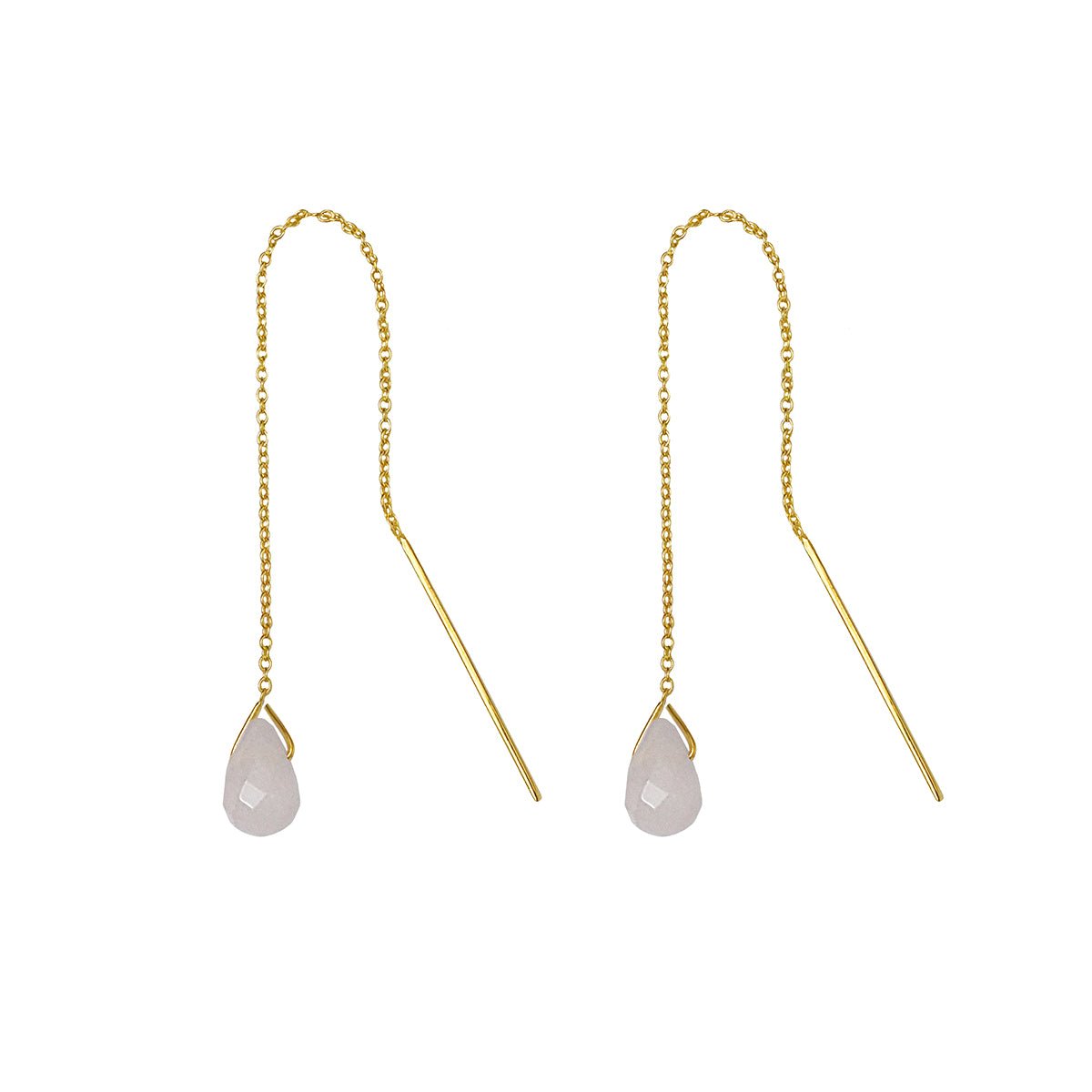 Genta Thread Chain Earring - Rose Quartz | BITS OF BALI JEWELRY