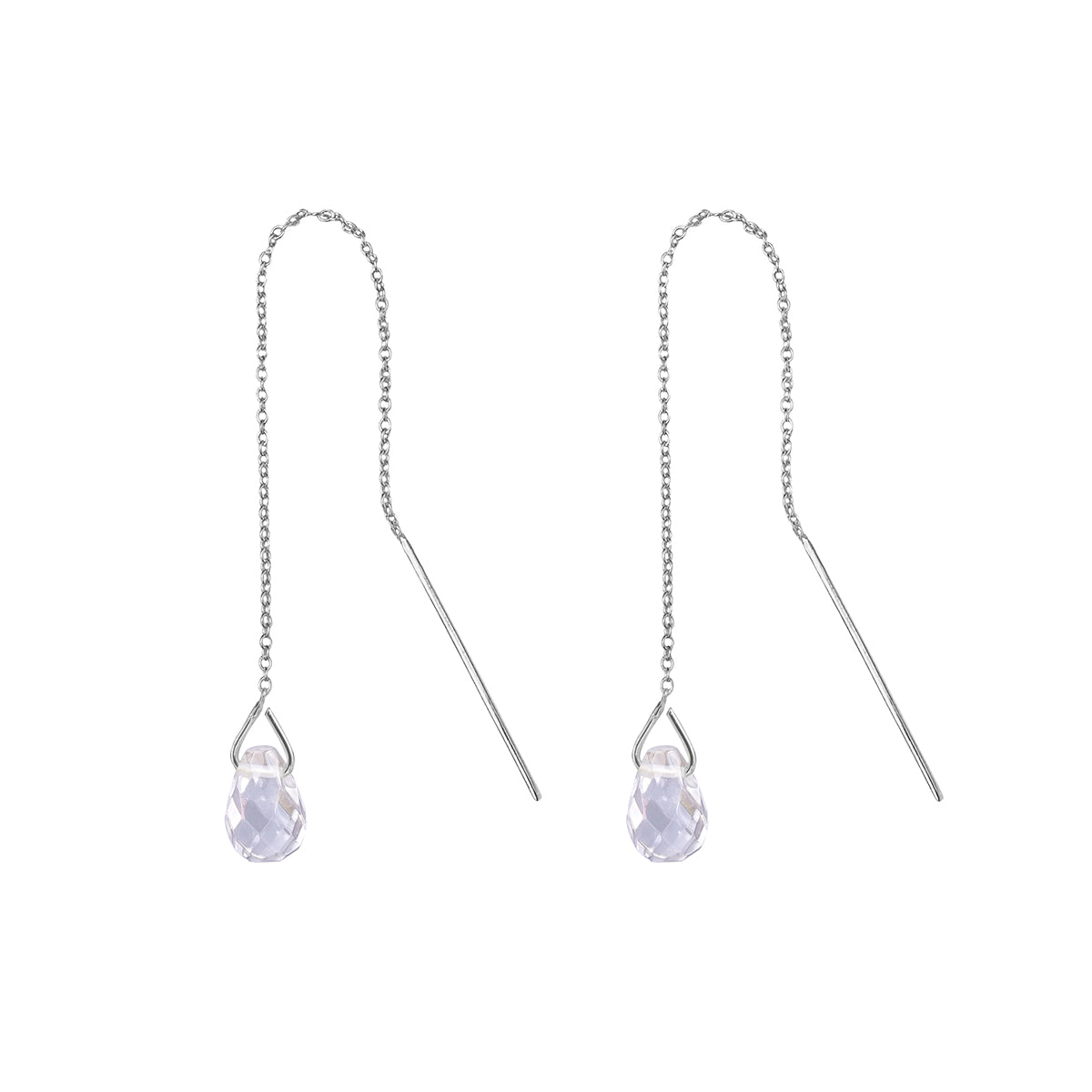Genta Thread Chain Earrings - White Topaz | BITS OF BALI JEWELRY