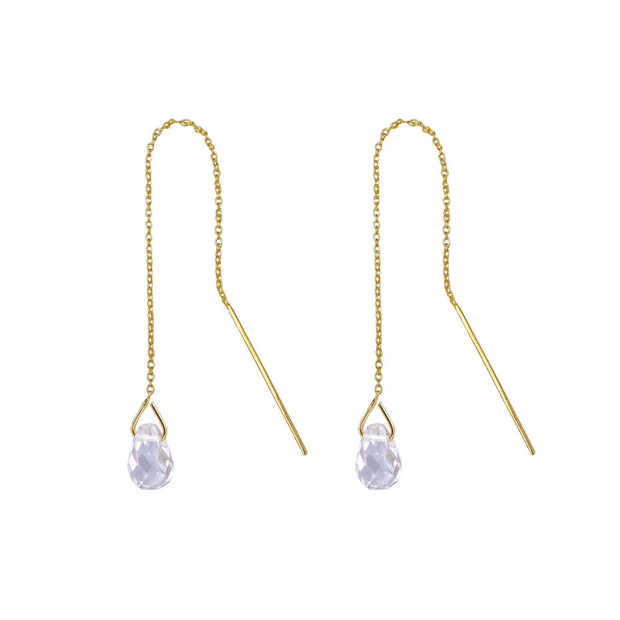 Genta Thread Chain Earrings - White Topaz | BITS OF BALI JEWELRY