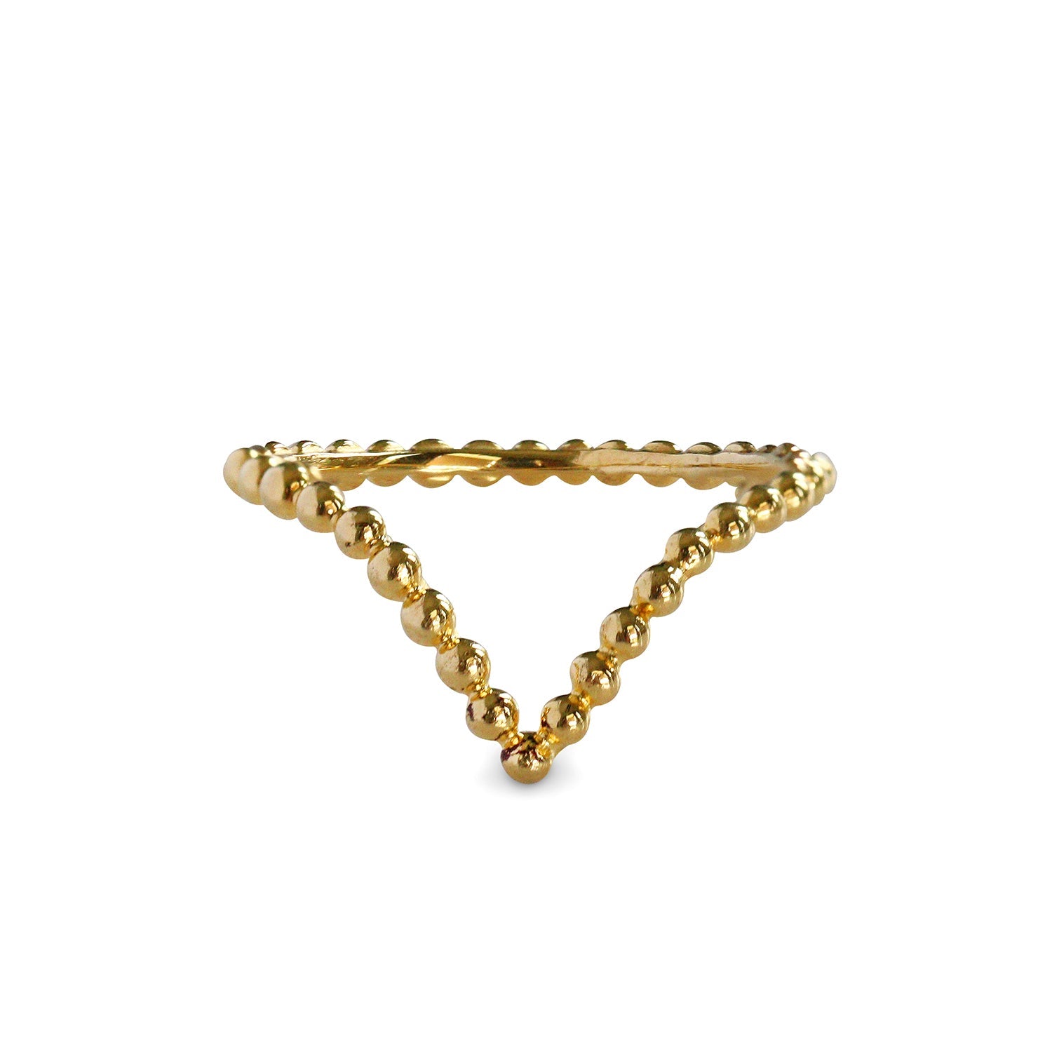 Giri Chevron Dotted Ring - Solid 14K Yellow Gold | BITS OF BALI JEWELRY
