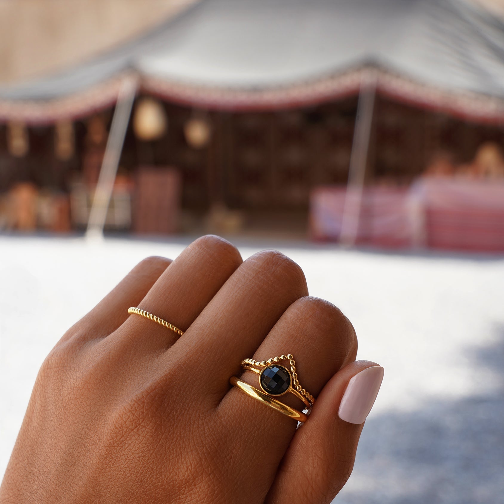 Giri Hammered Band Ring - Solid 18K Gold | BITS OF BALI JEWELRY