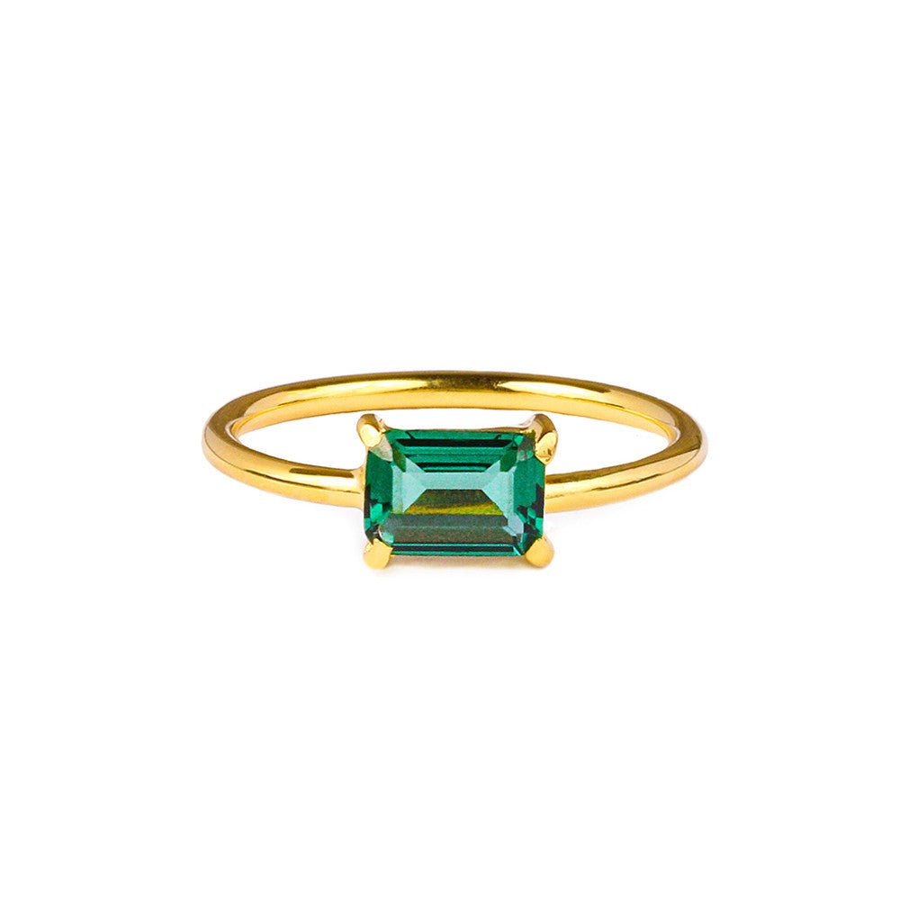 Gita Single Baguette Ring - Green Quartz | BITS OF BALI JEWELRY
