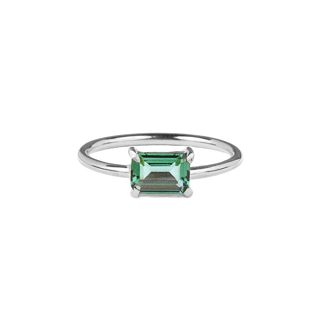 Gita Single Baguette Ring - Green Quartz | BITS OF BALI JEWELRY