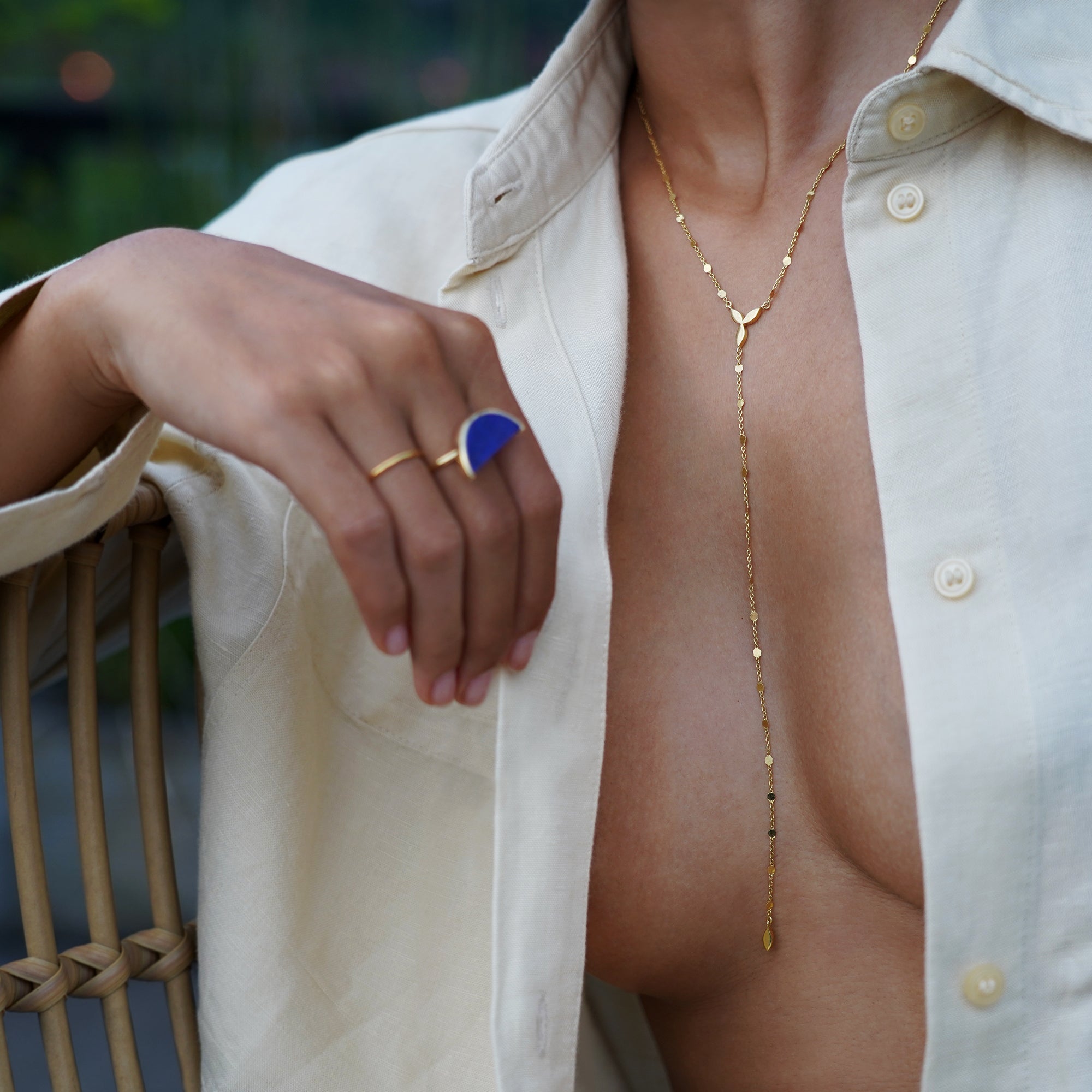 Marquise Lariat Brass Necklace | BITS OF BALI JEWELRY