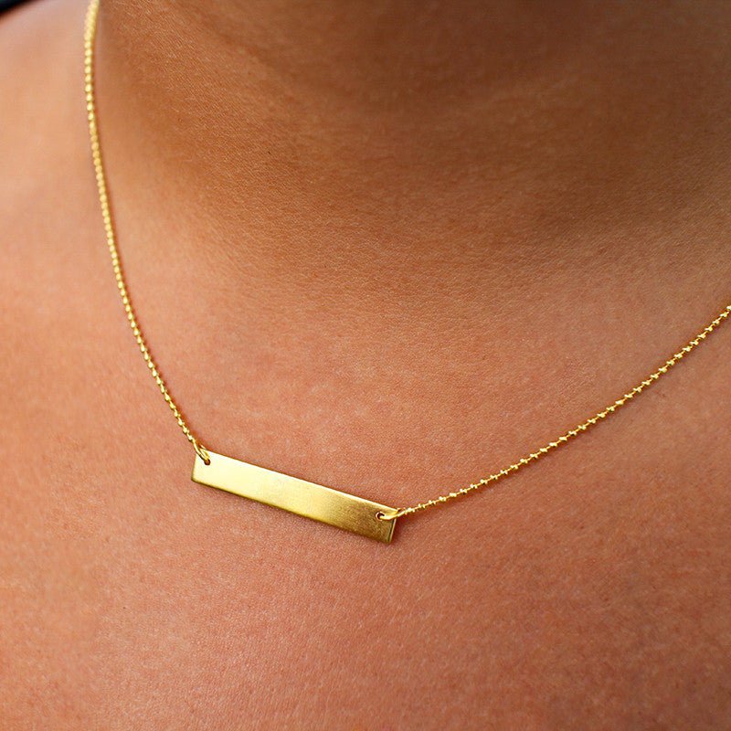 Pranawa Name Bar Necklace - Horizontal Plain | BITS OF BALI JEWELRY