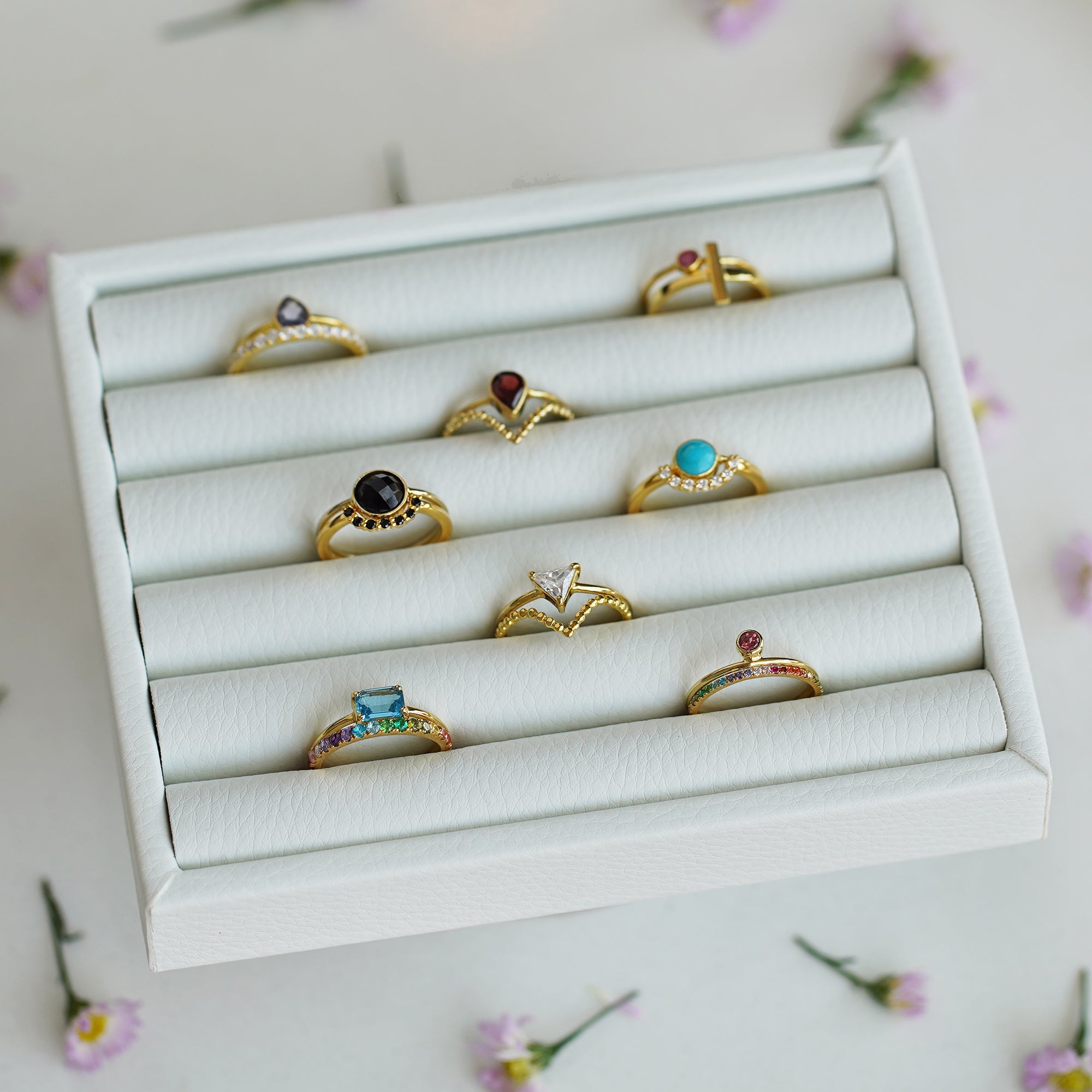 Tara Half Circle Ring - Black Spinel | BITS OF BALI JEWELRY