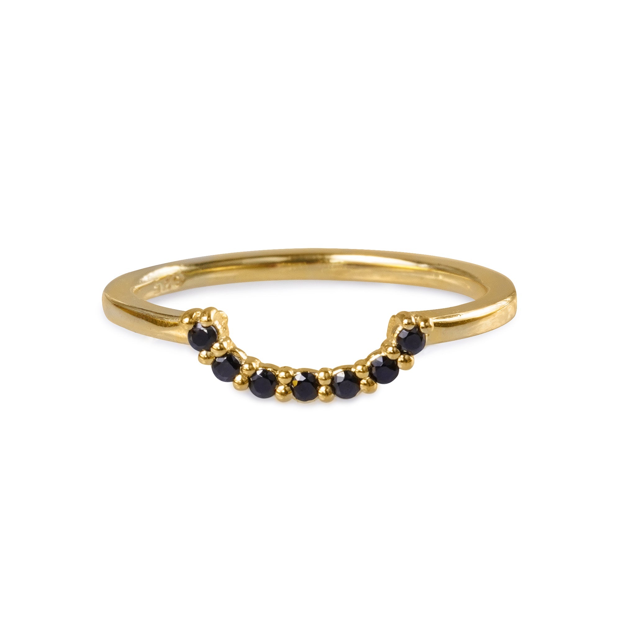 Tara Half Circle Ring - Black Spinel | BITS OF BALI JEWELRY