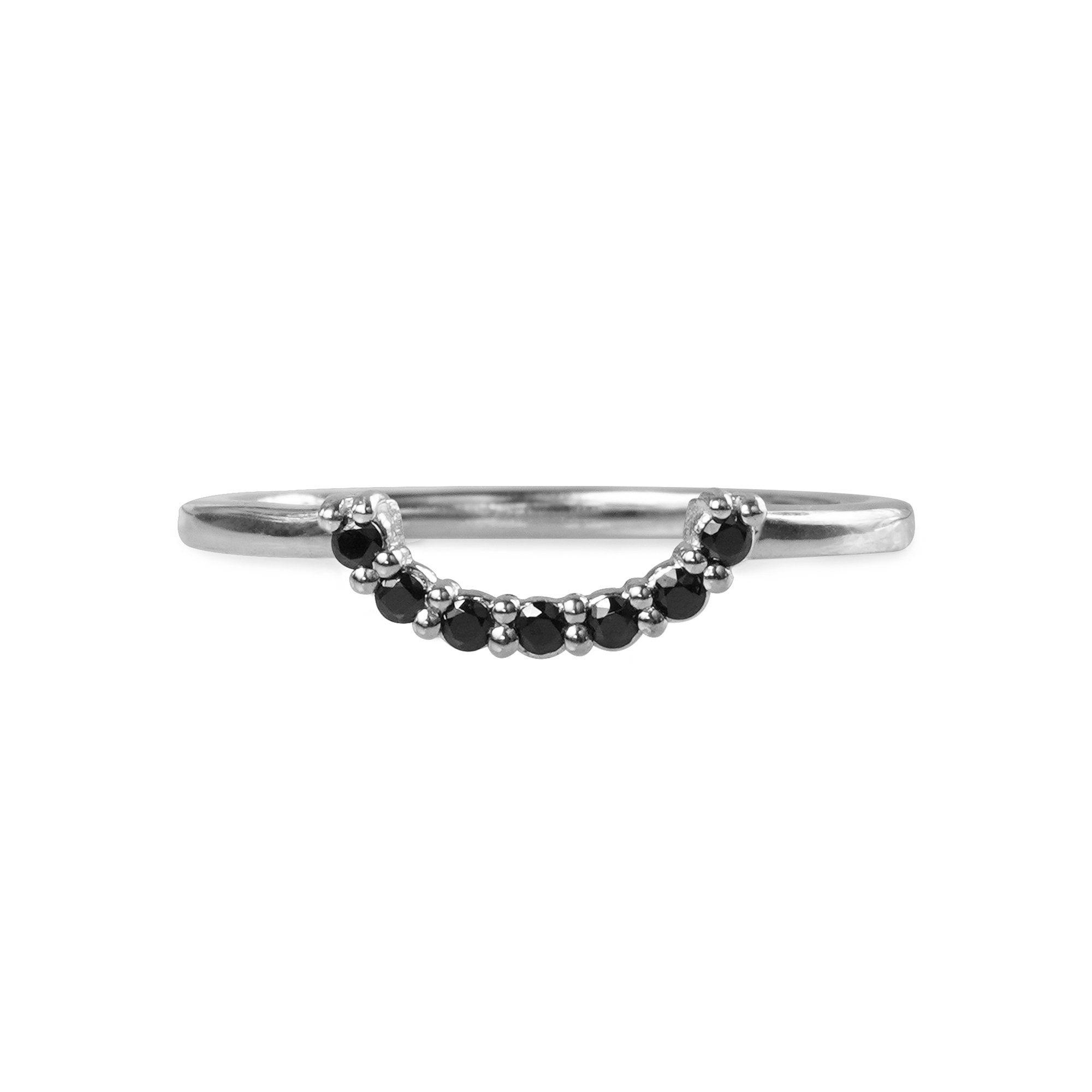 Tara Half Circle Ring - Black Spinel | BITS OF BALI JEWELRY