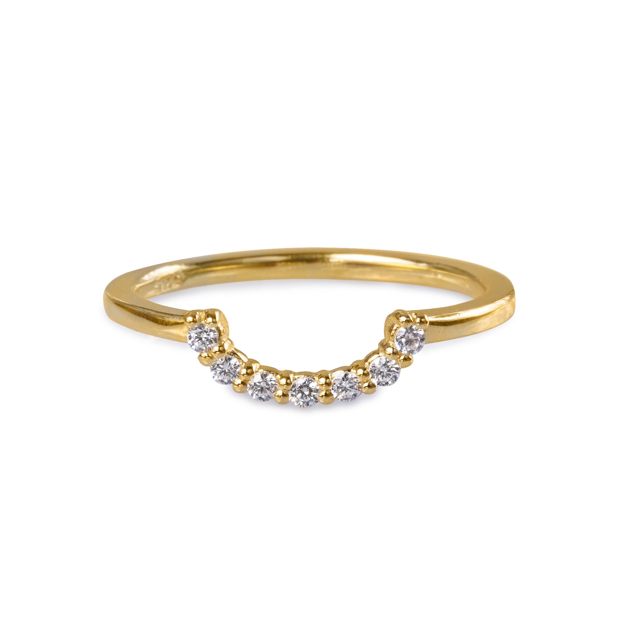Tara Half Circle Ring - White Cubic Zircona | BITS OF BALI JEWELRY