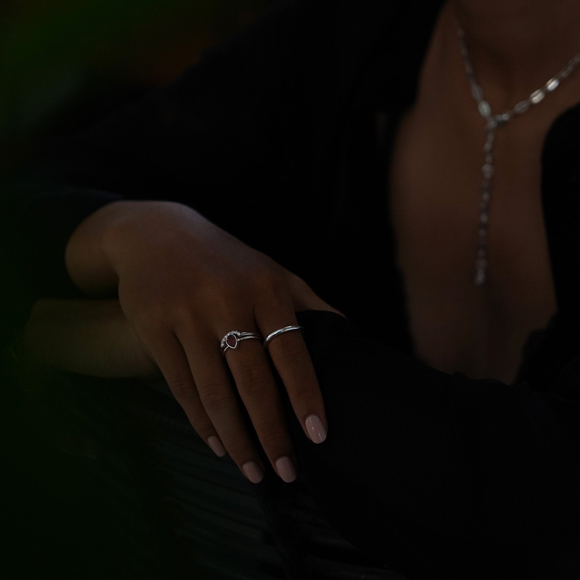 Tara Half Circle Ring - White Cubic Zircona | BITS OF BALI JEWELRY