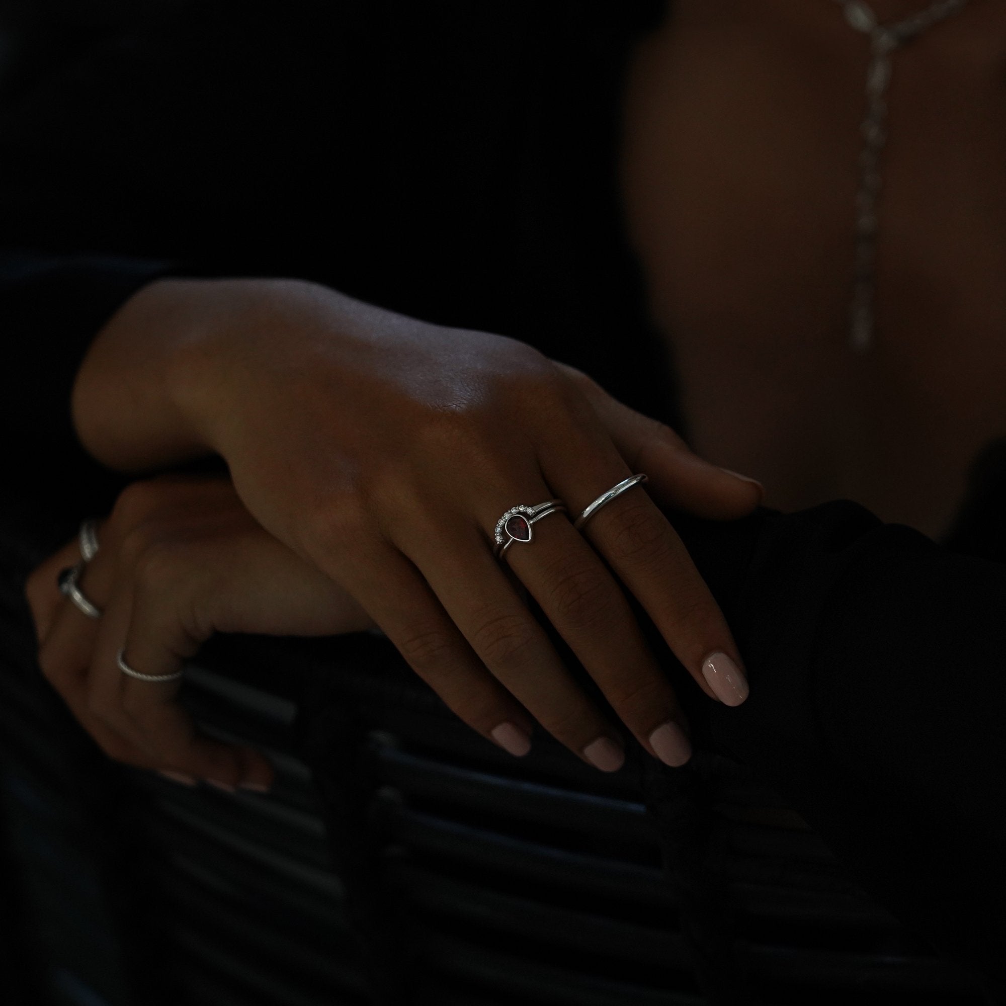 Tara Half Circle Ring - White Cubic Zircona | BITS OF BALI JEWELRY