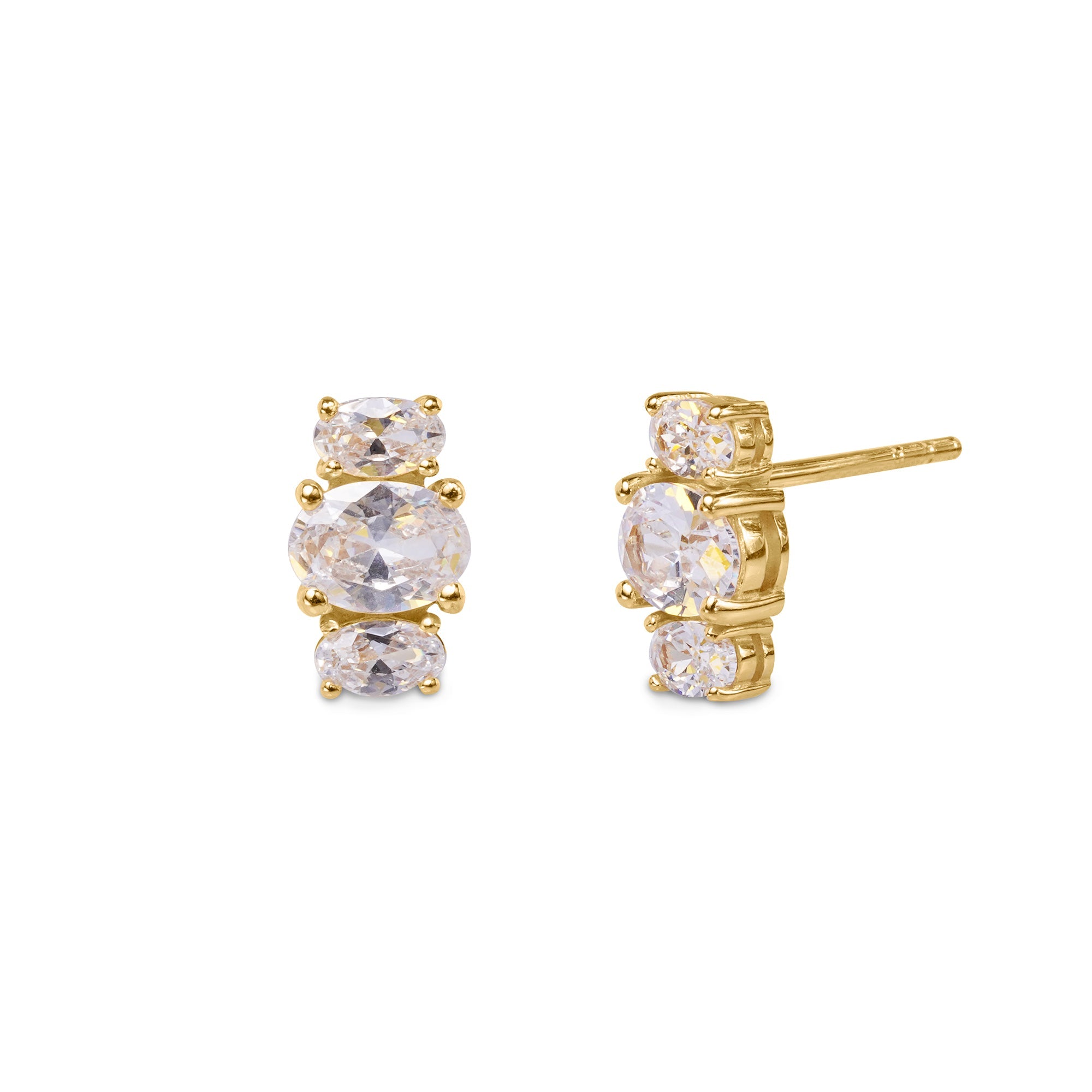 Trio Stone Earrings - White Cubic Zirconia | BITS OF BALI JEWELRY