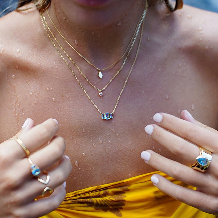 Trio Stone Necklace - Blue Topaz | BITS OF BALI JEWELRY