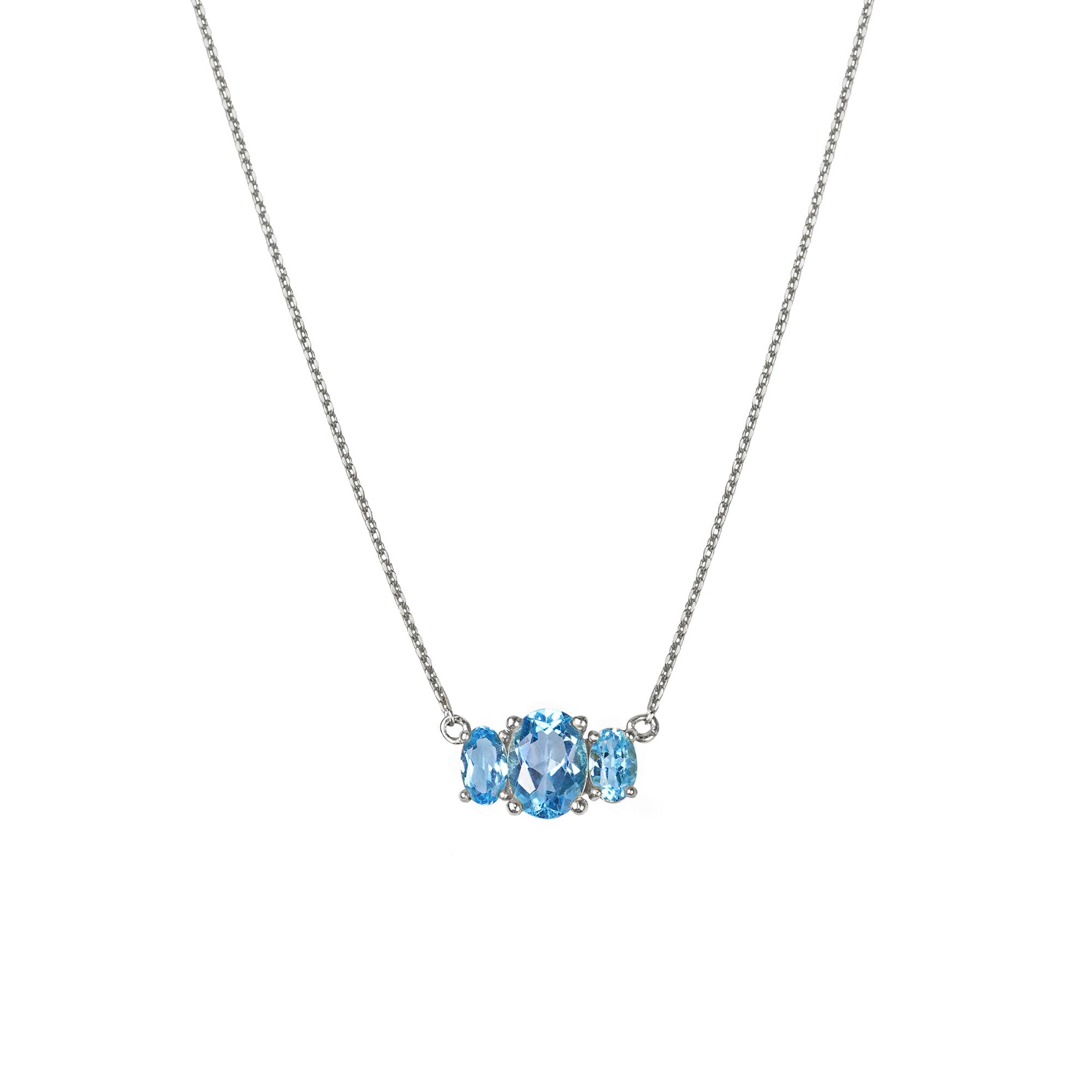 Trio Stone Necklace - Blue Topaz | BITS OF BALI JEWELRY