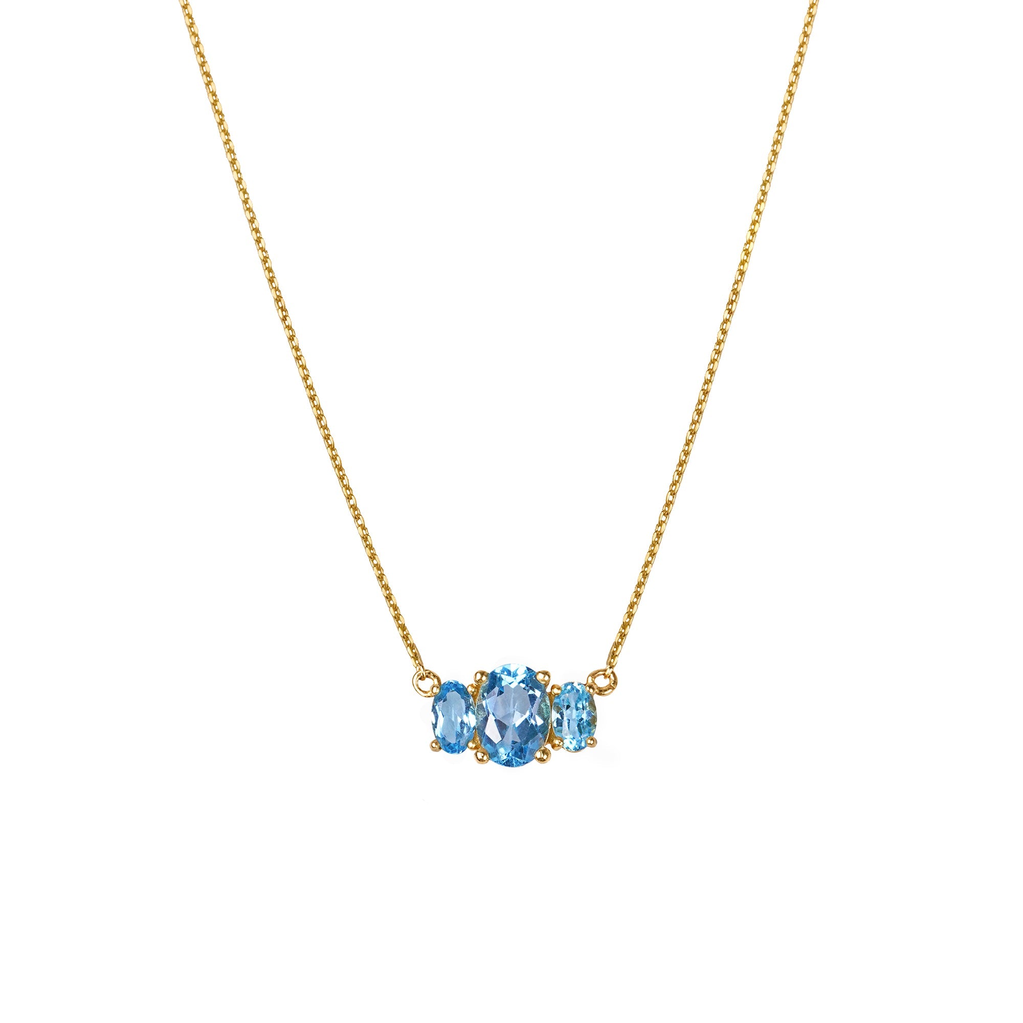 Trio Stone Necklace - Blue Topaz | BITS OF BALI JEWELRY