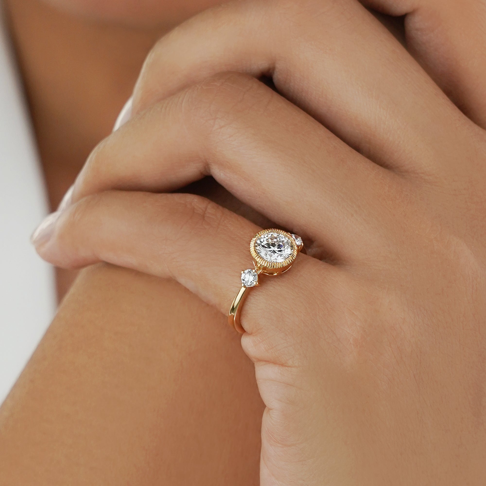 1.29 Carat Round Diamond Ring - Solid 14K Yellow Gold | BITS OF BALI JEWELRY