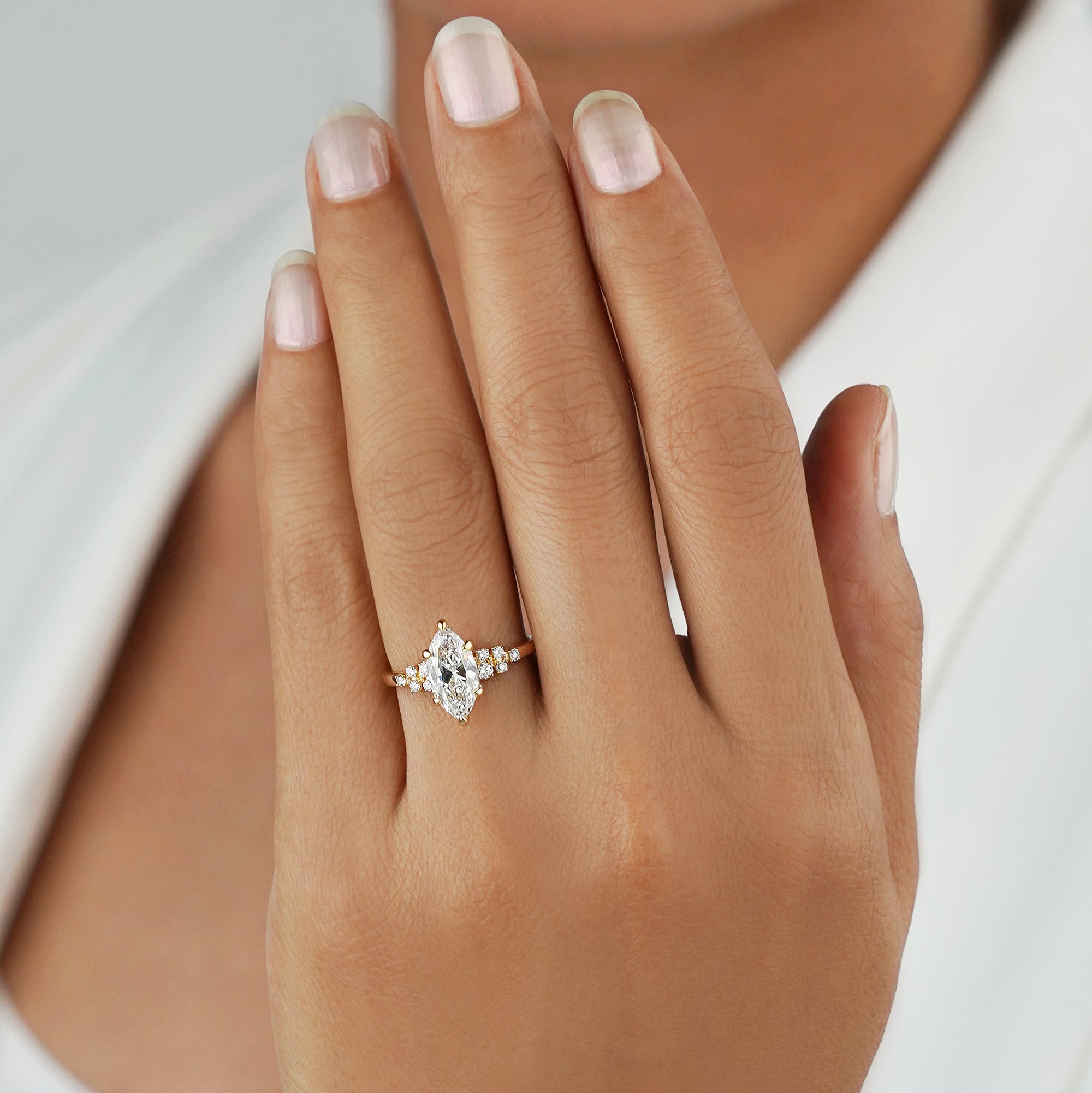 1.85 Carat Marquise Diamond Ring - Solid 14K Yellow Gold