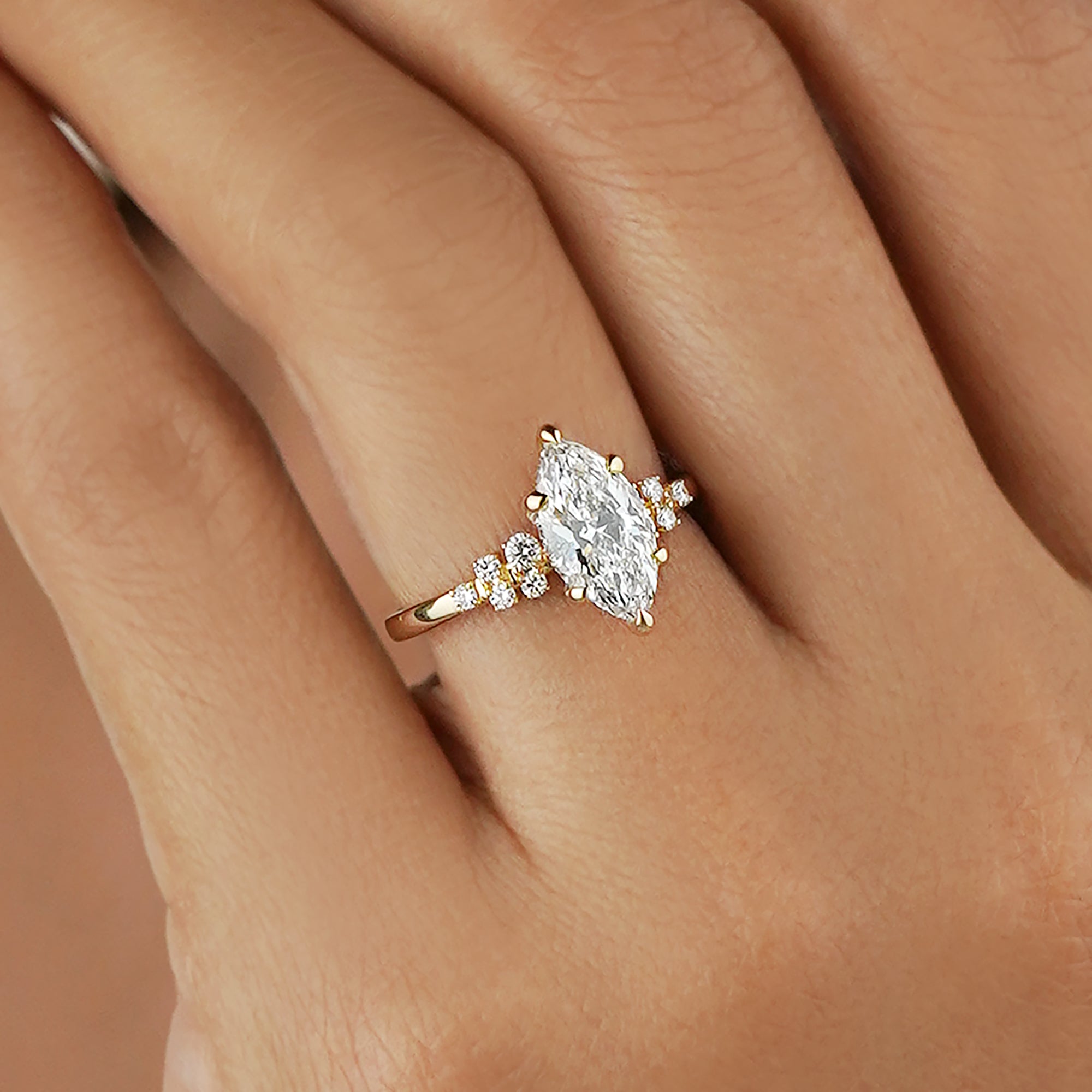 1.85 Carat Marquise Diamond Ring - Solid 14K Yellow Gold