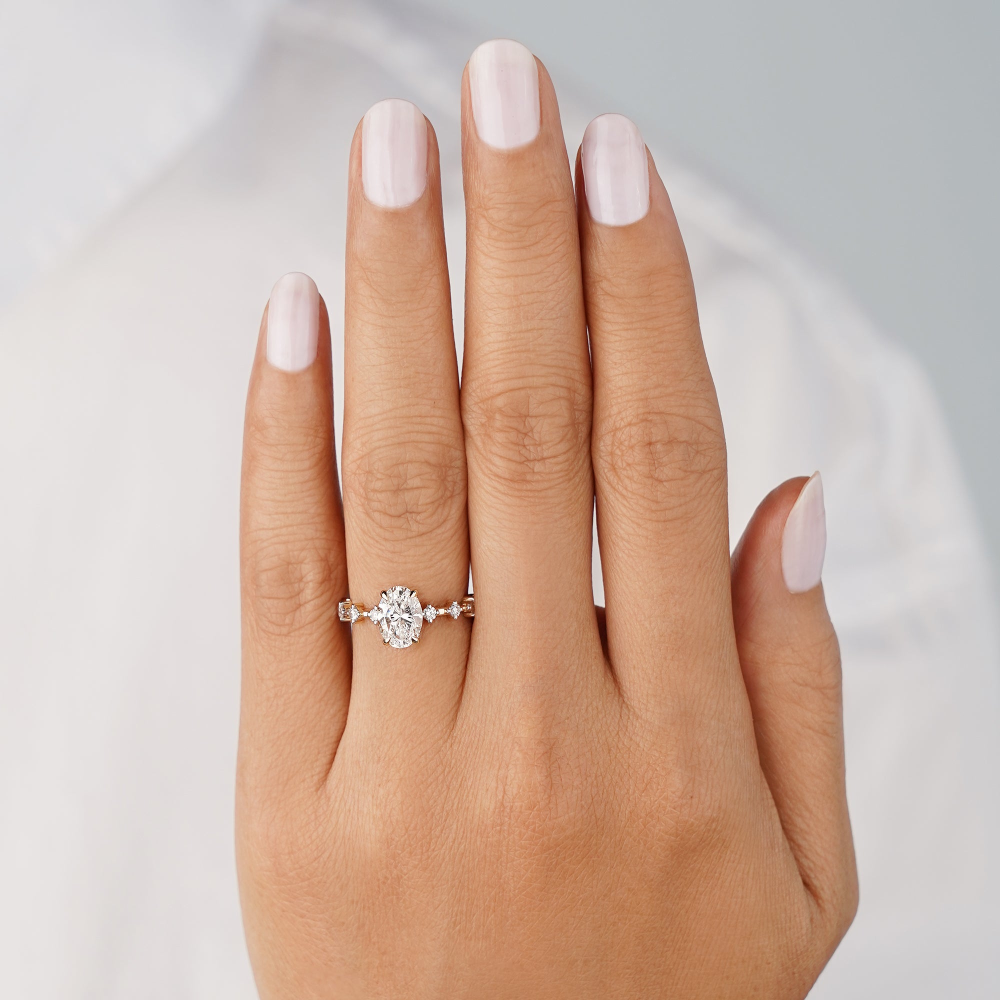 1.9 Carat Oval Lab-grown Distance Diamonds - Solid 14K Yellow Gold