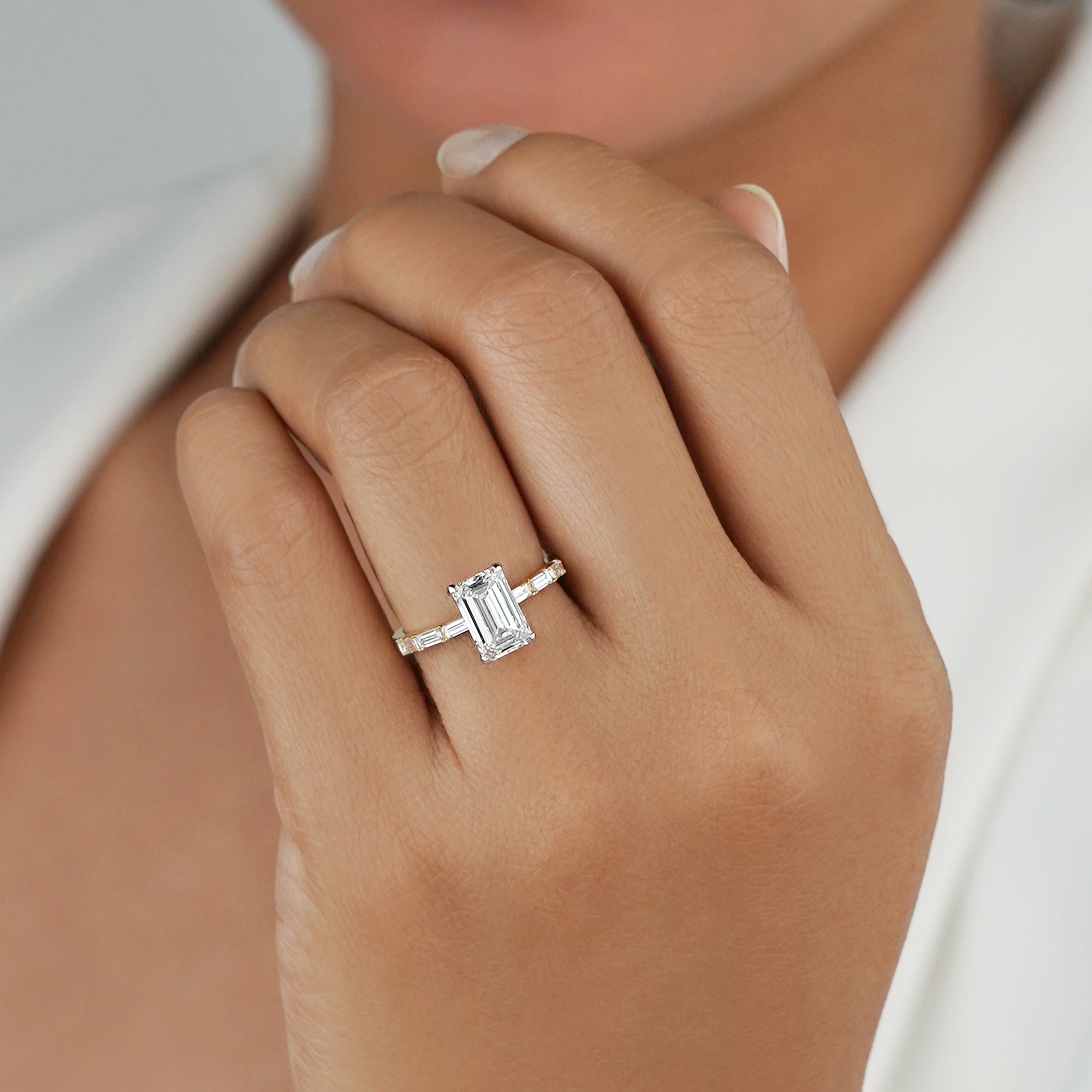 2.35 Carat Emerald Diamond Ring - Solid 18K Yellow & White Gold | BITS OF BALI JEWELRY
