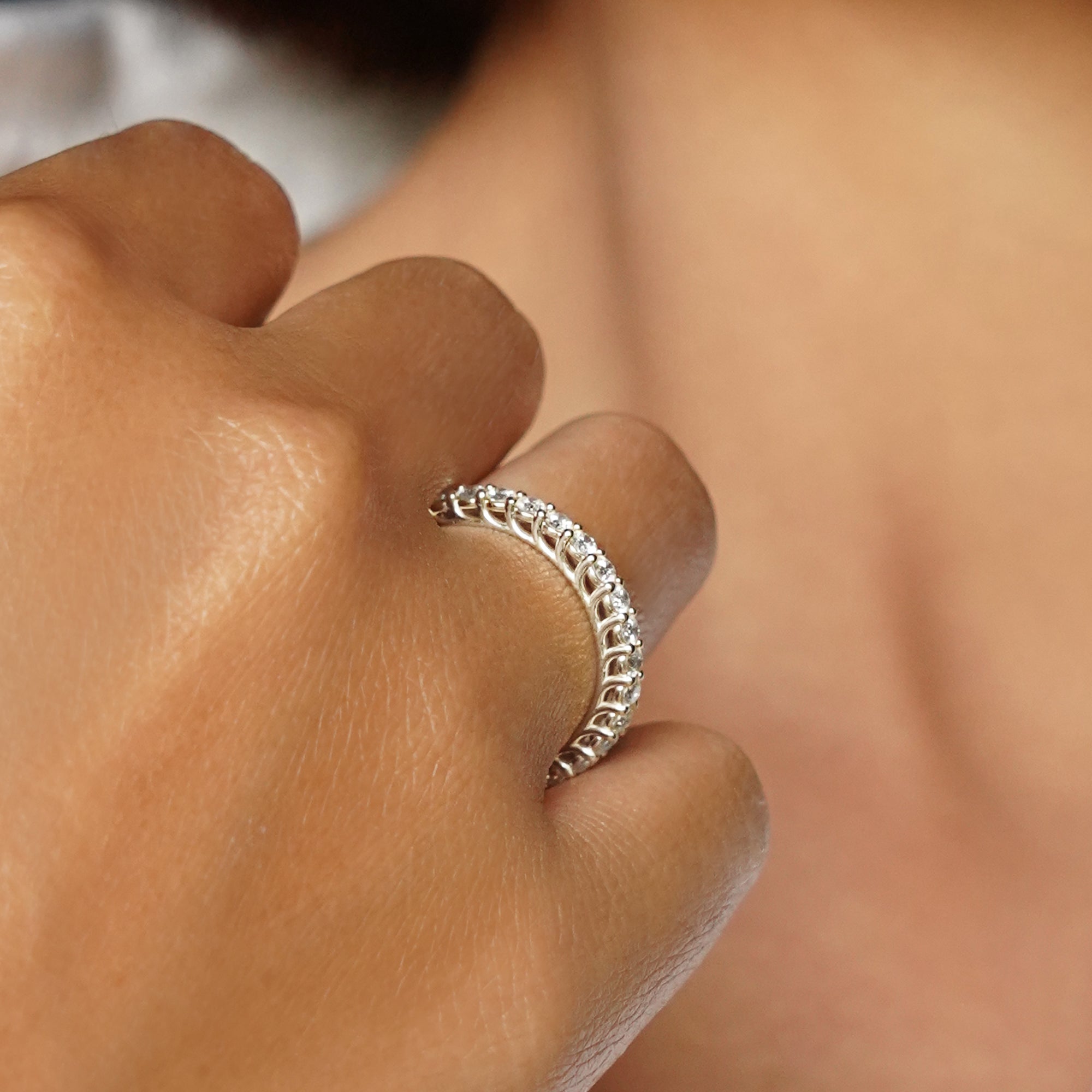 2mm Full Diamond Eternity Band  - Solid 18K White Gold | BITS OF BALI JEWELRY