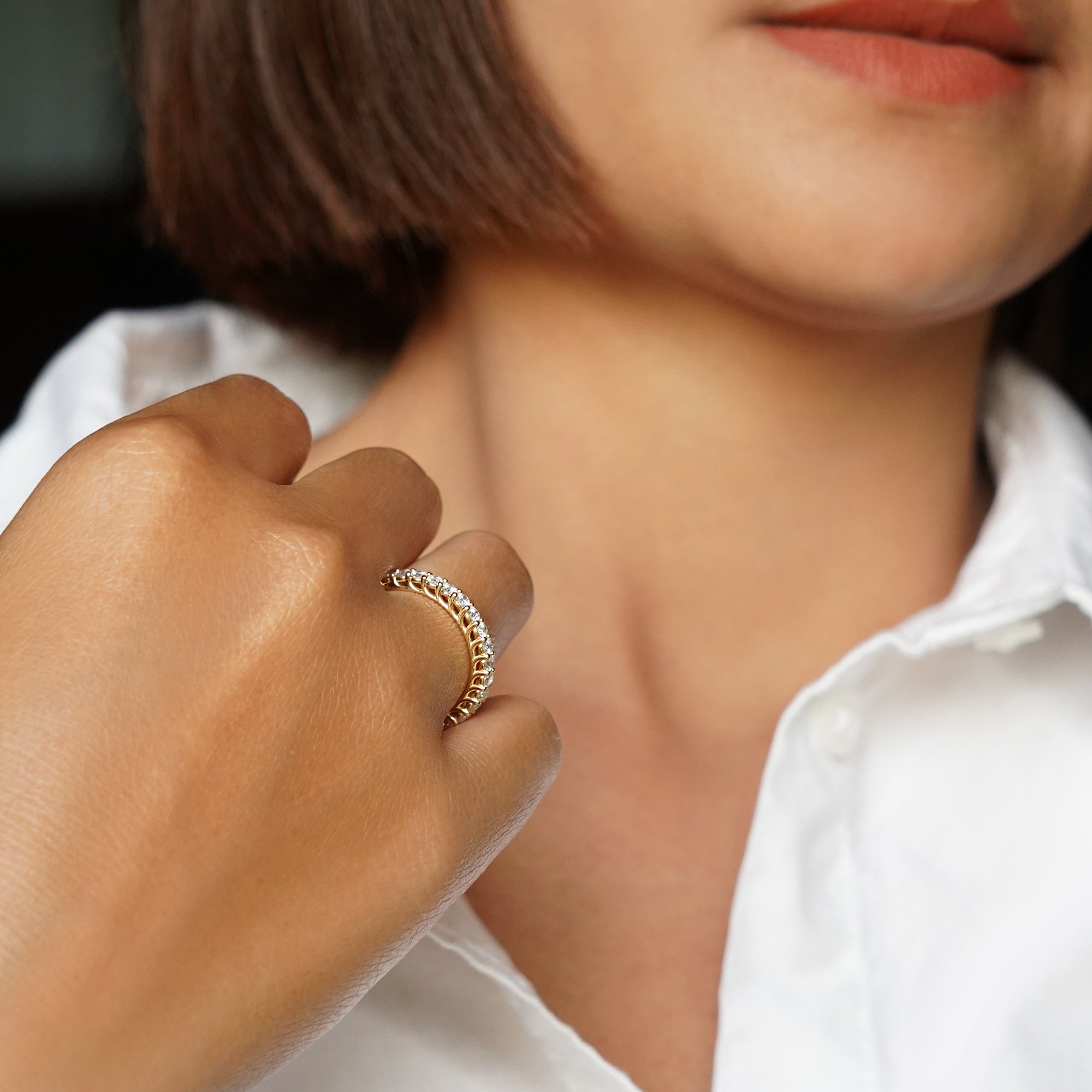 2mm Full Diamond Eternity Band  - Solid 18K Yellow Gold | BITS OF BALI JEWELRY